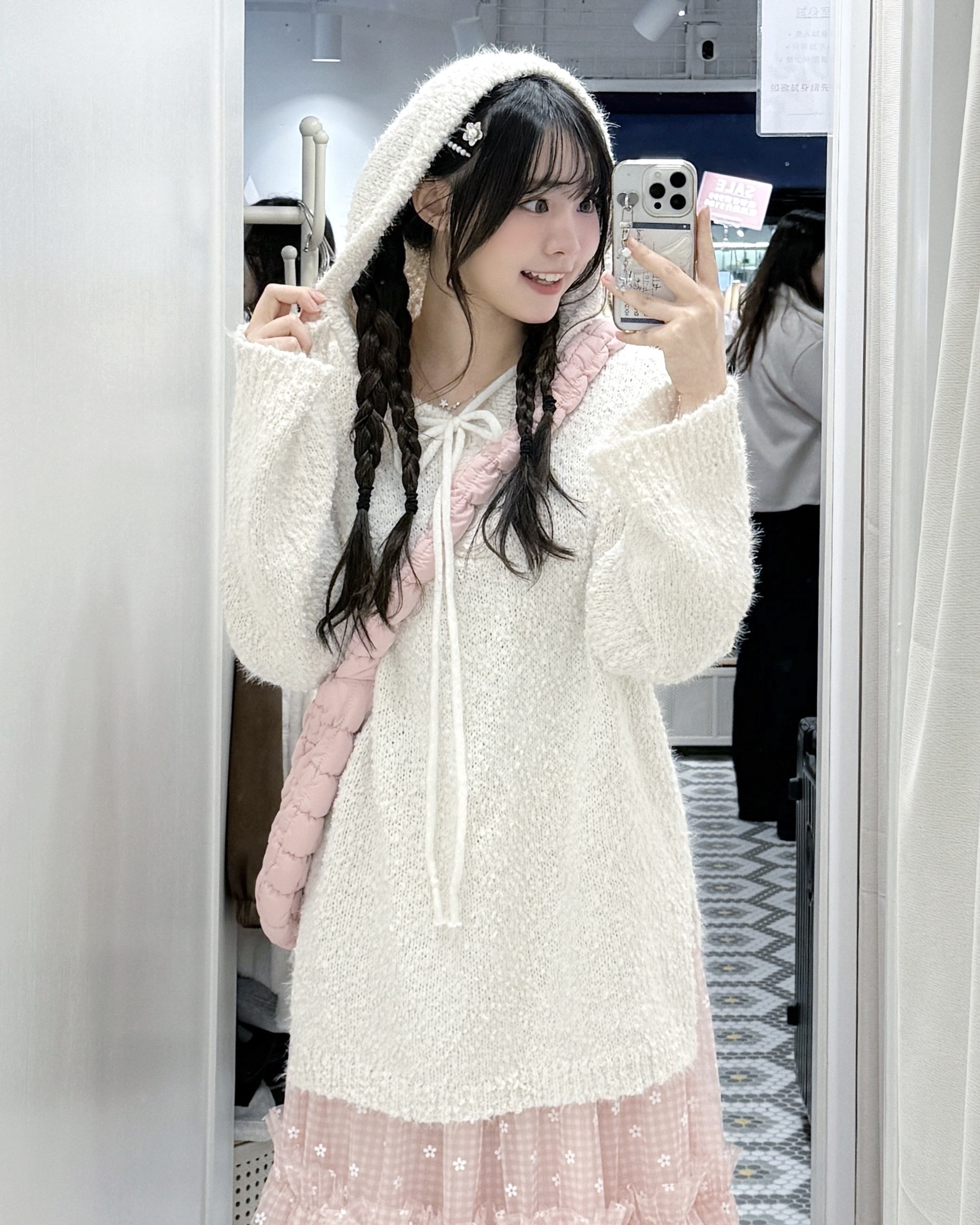 （停產）K0440｜夢幻系列୧ ‧₊˚ 🎀༘⋅ ☆ 軟綿綿粒粒感寬鬆連帽針織毛衣