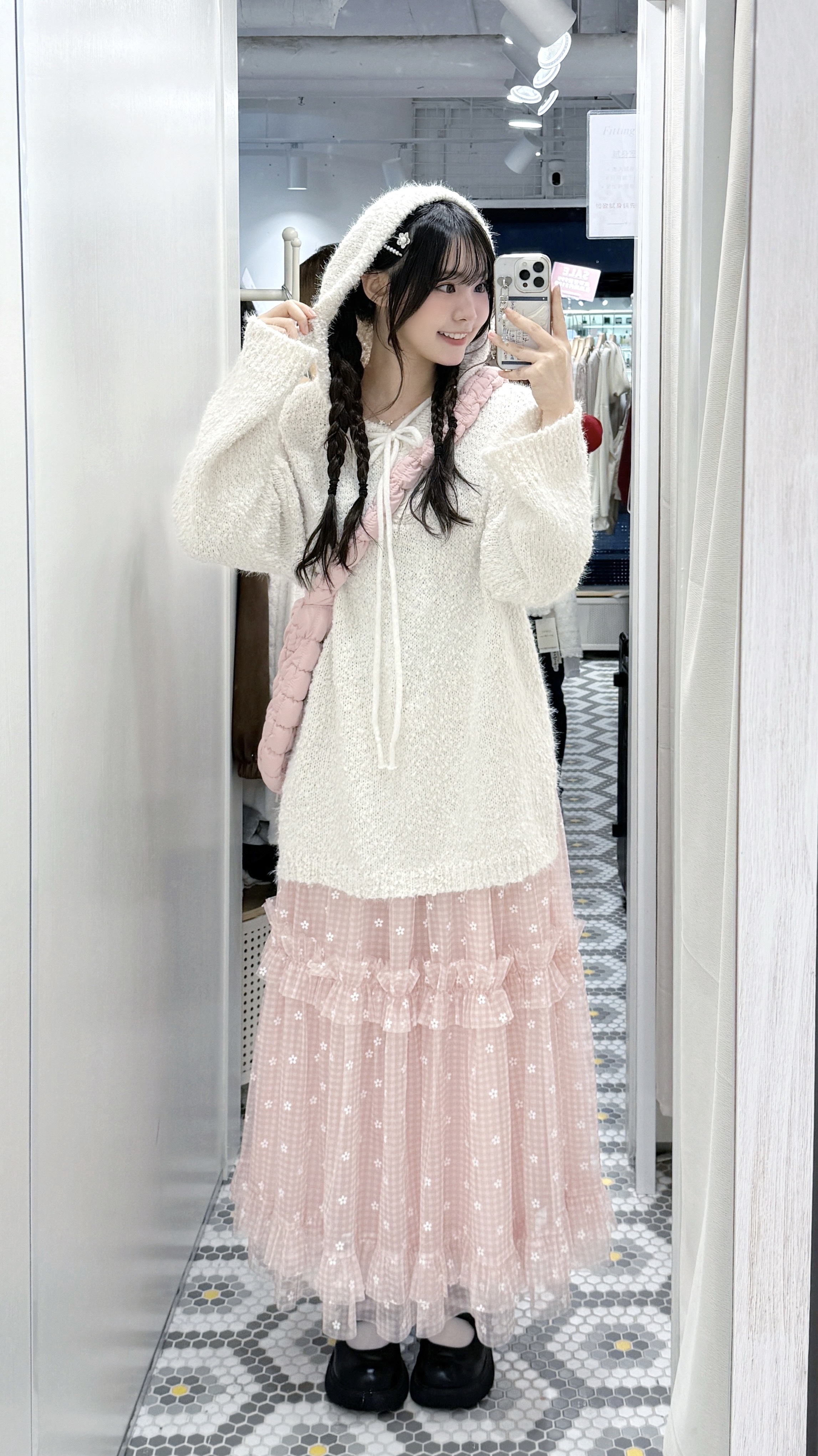 （停產）K0440｜夢幻系列୧ ‧₊˚ 🎀༘⋅ ☆ 軟綿綿粒粒感寬鬆連帽針織毛衣