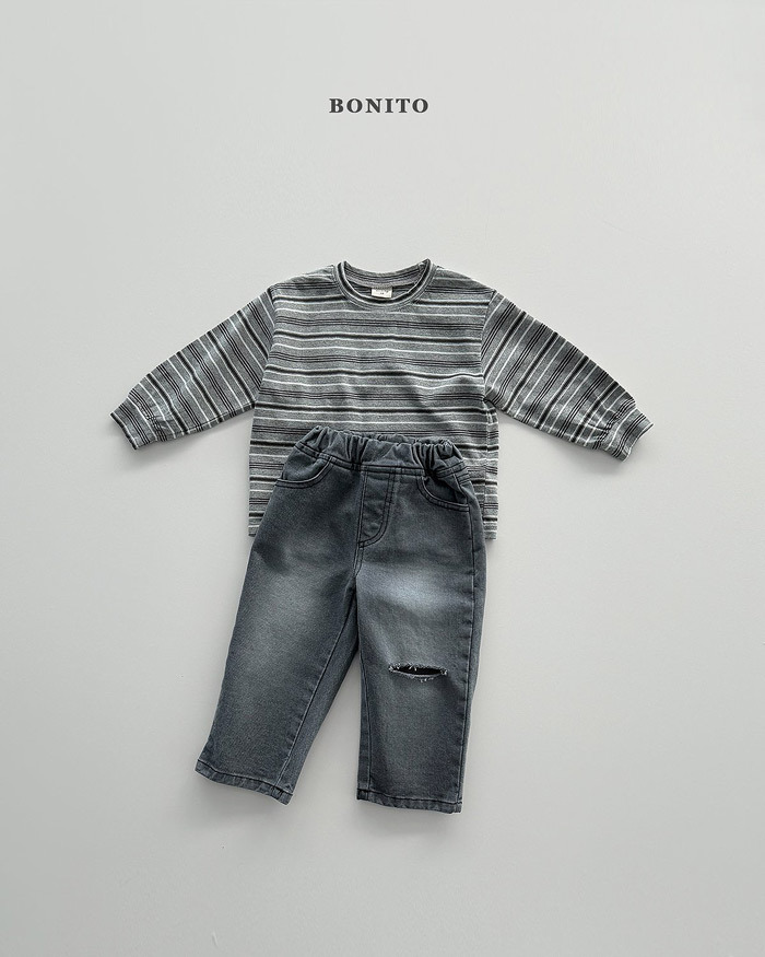 正韓春Bonito 嫩嬰/小童三色簡約細條紋上衣