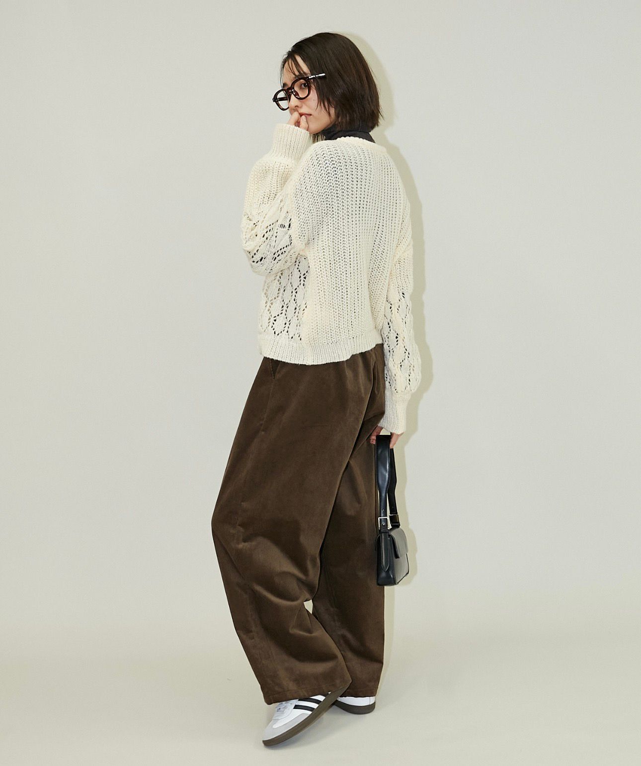 【預購】JN0210107 PUBLUX 復古拼接鏤空針織外套