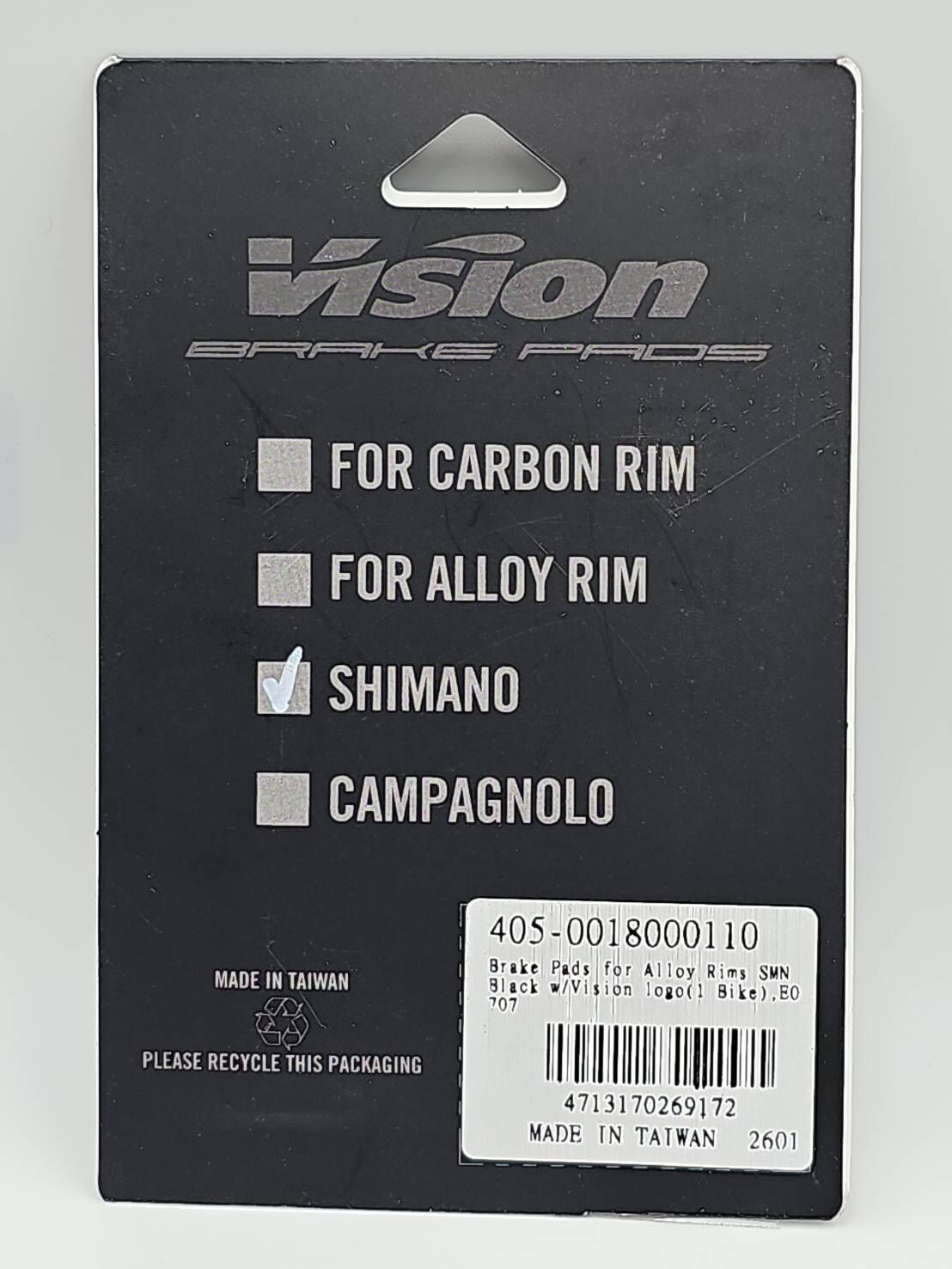 VISION E0707 KB 系列輪組用剎車皮 黑邊鋁框用煞車皮 適用Shimano SRAM 公路車系統 任何品牌公路車夾器都可以用 一車份