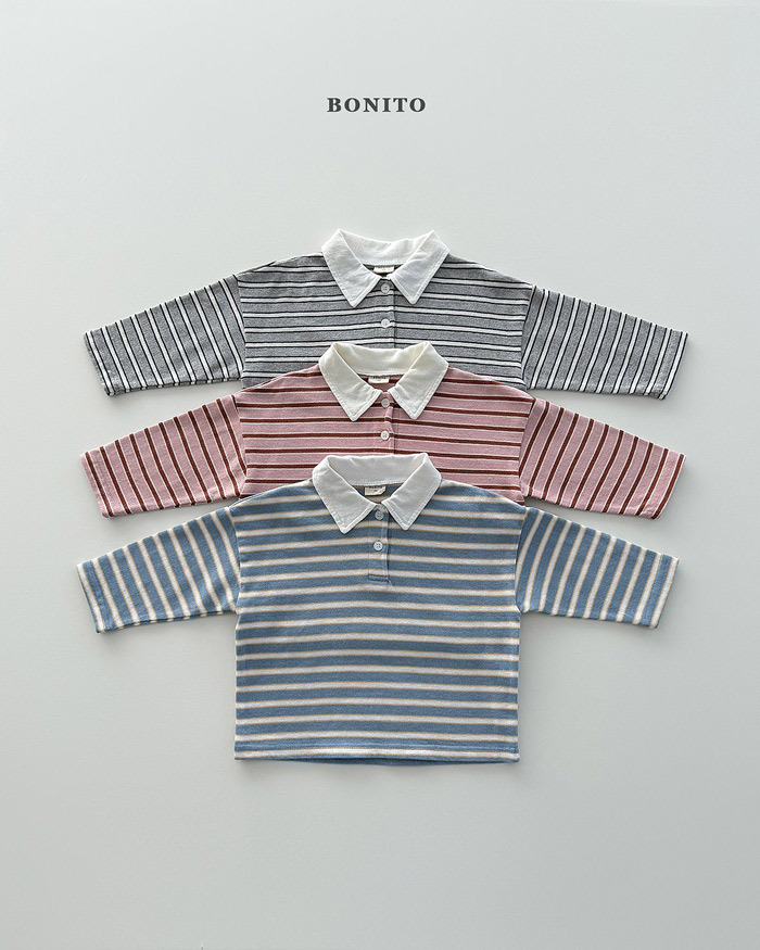 正韓春Bonito 嫩嬰/小童三色有領條紋上衣