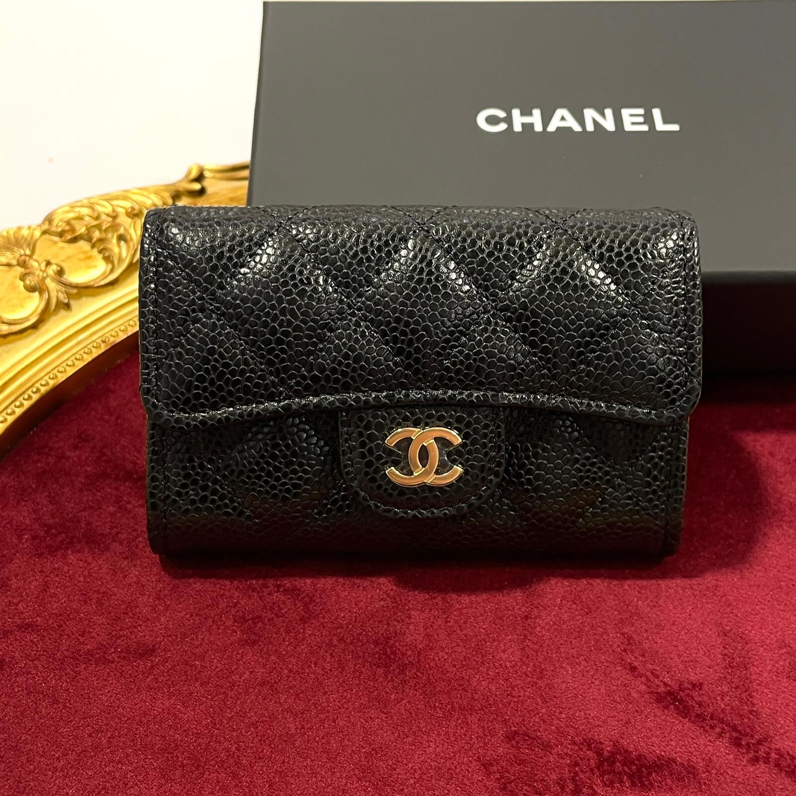 全新CHANEL Card Holder AP0214  黑色荔枝皮淡金扣@31開 香奈兒卡片套 #BRAND NEW #香榭站正品