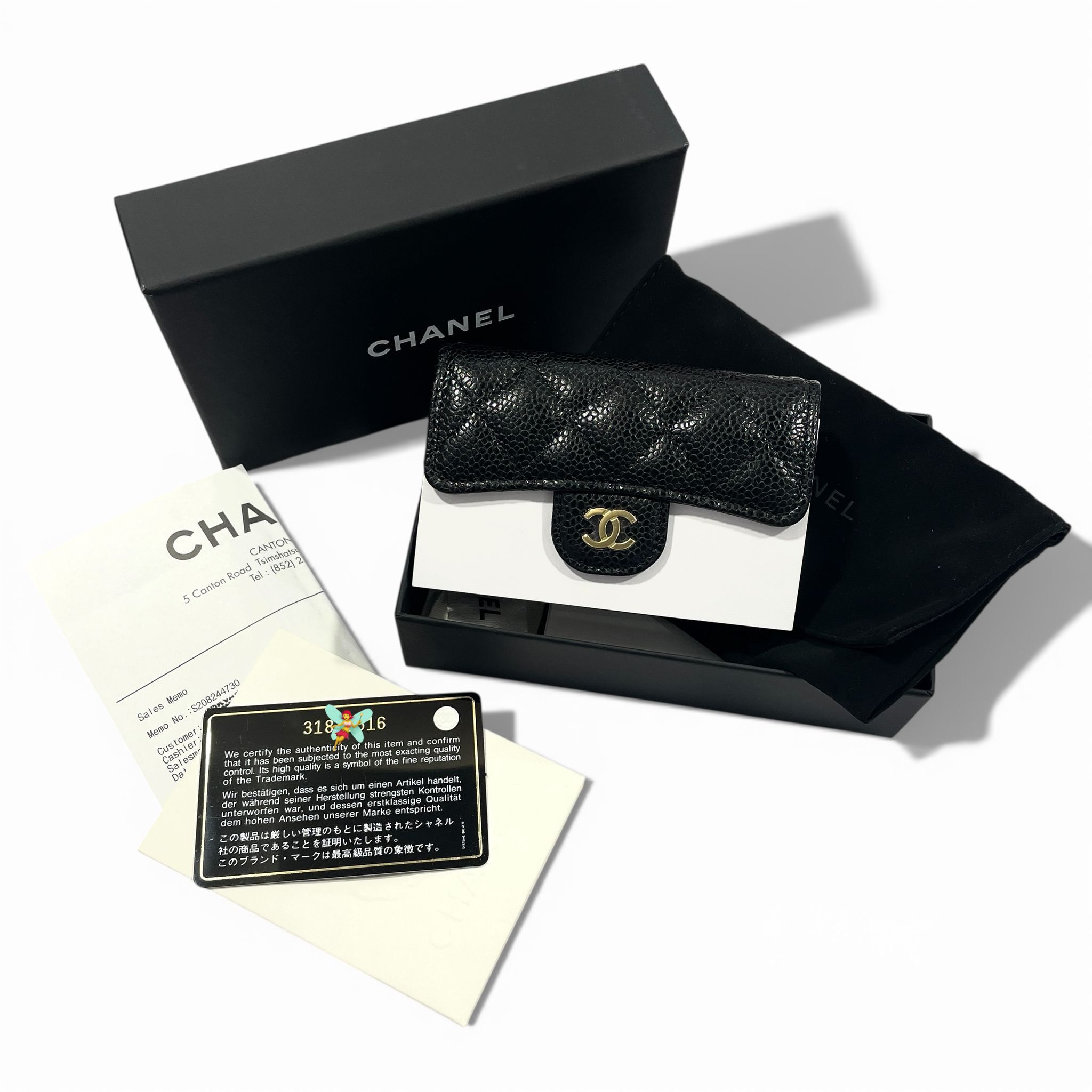 全新CHANEL Card Holder AP0214  黑色荔枝皮淡金扣@31開 香奈兒卡片套 #BRAND NEW #香榭站正品