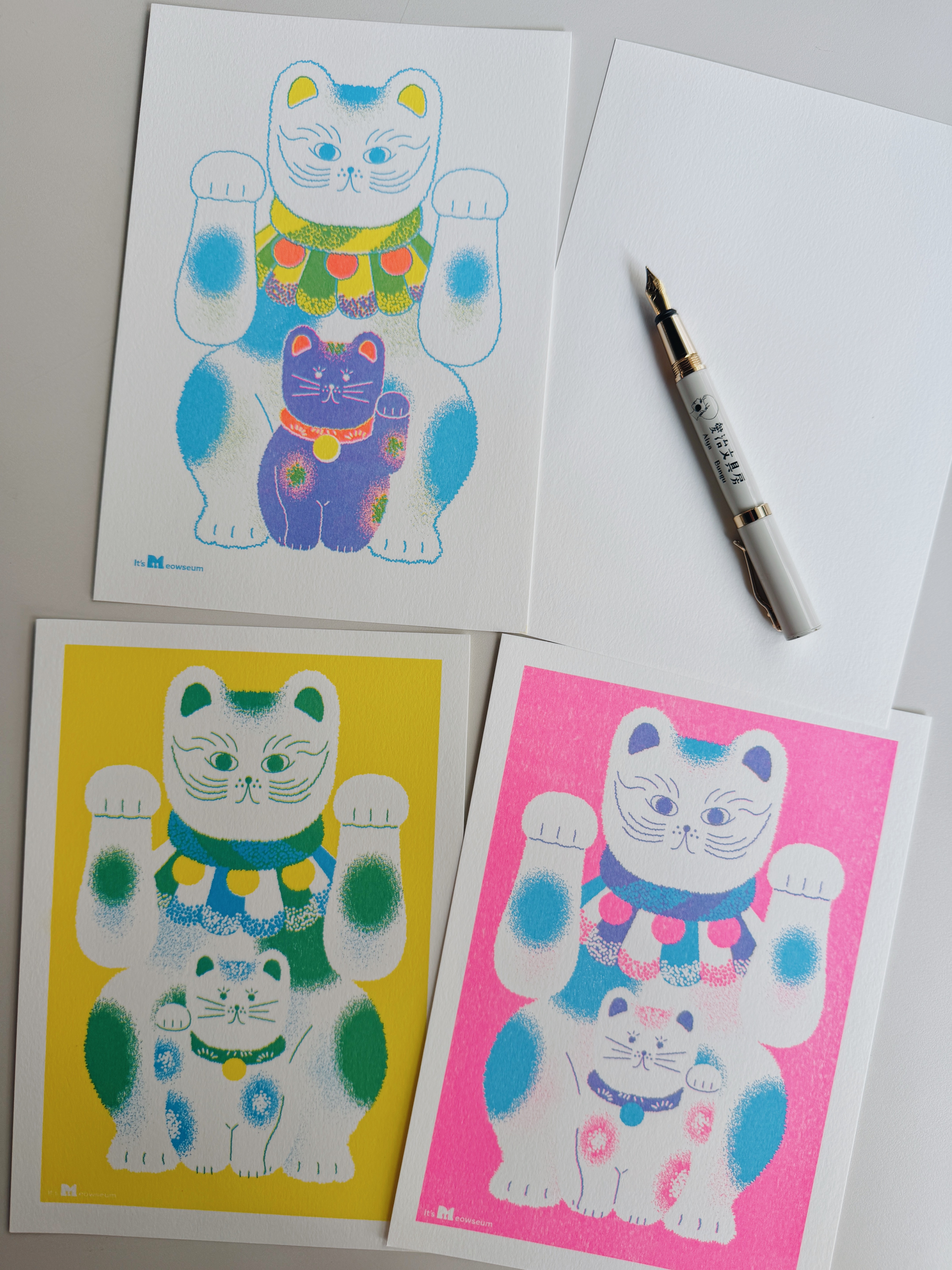 招財貓2號 孔版印刷卡片 A5｜It's Meowseum