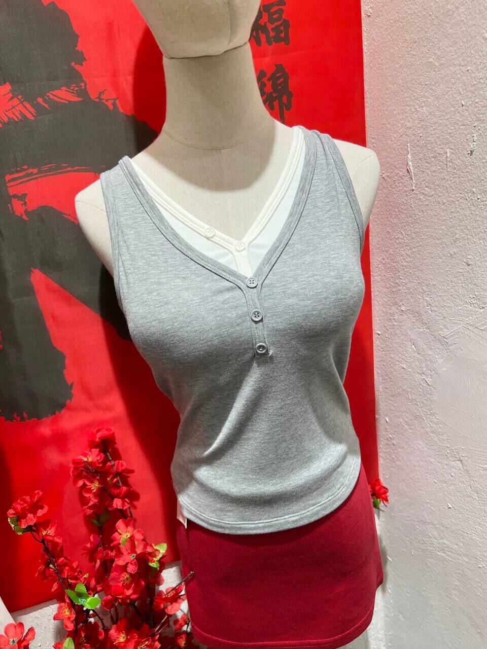 Button V Tank Top