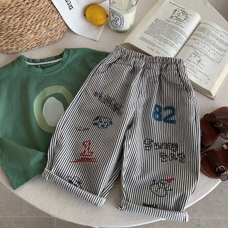 塗鴉條紋休閒褲