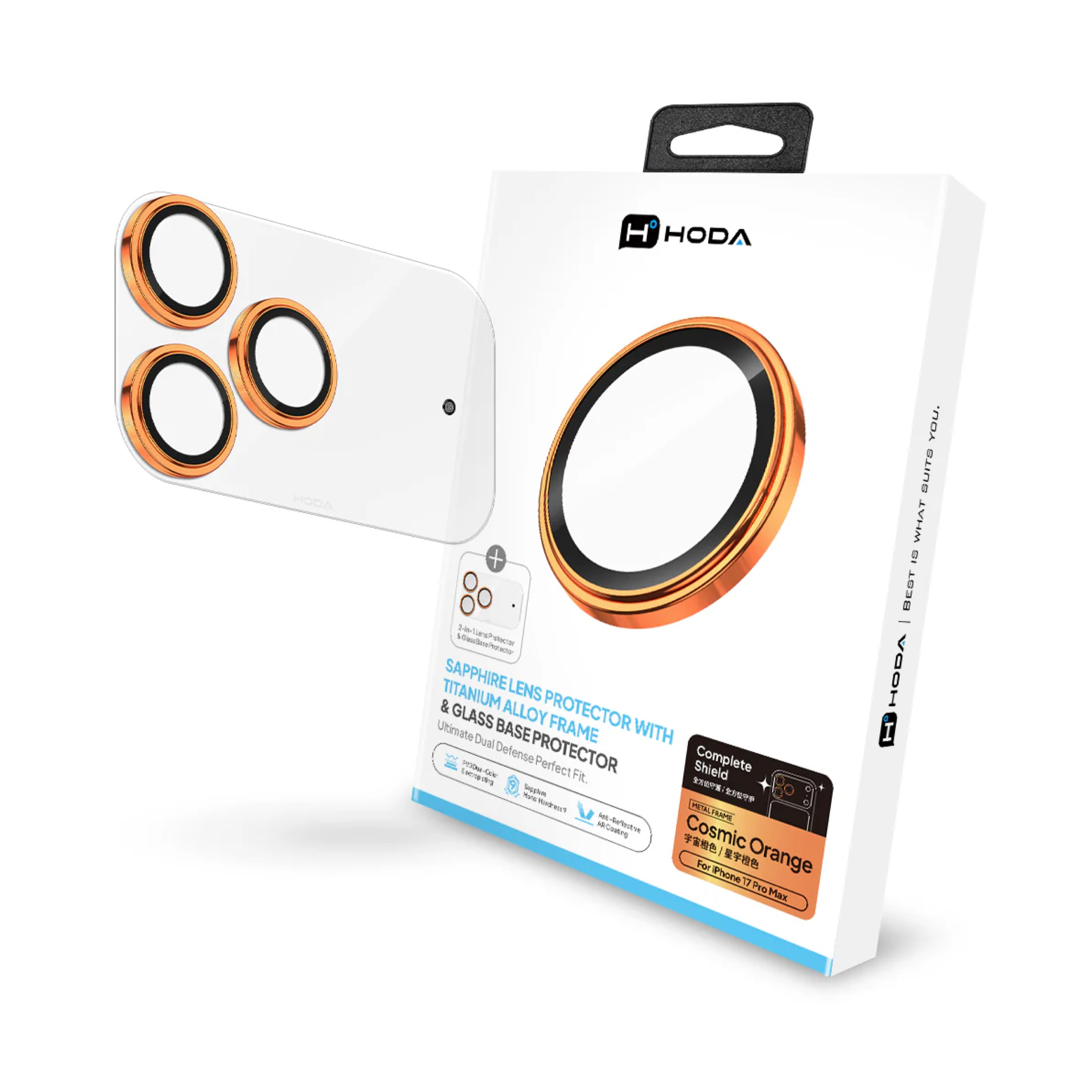 Hoda iPhone 17 Pro Max / 17 Pro 一體式藍寶石鏡頭+底座玻璃保護貼