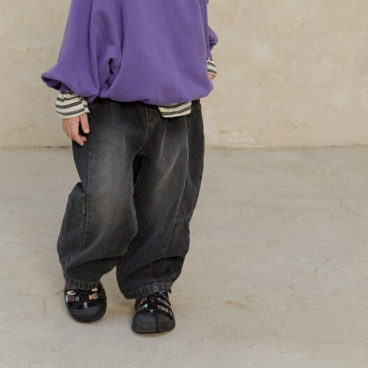 90-160 NAVI拼接洗舊牛仔褲