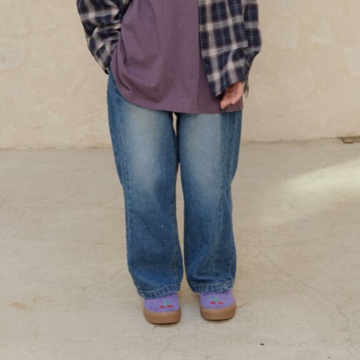 90-160 NAVI拼接洗舊牛仔褲