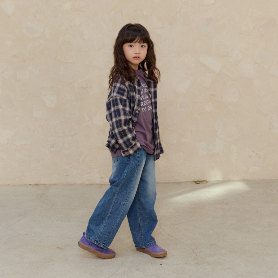 90-160 NAVI拼接洗舊牛仔褲