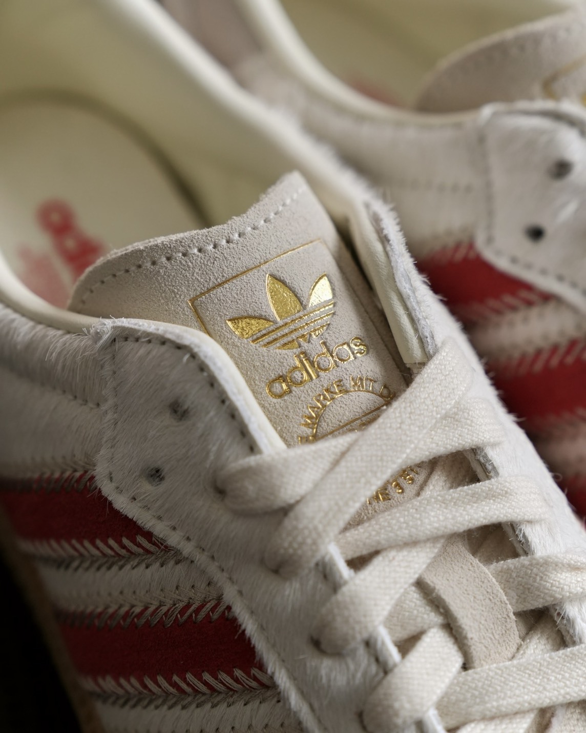 Adidas Samba OG 低筒 麂皮 馬毛 米白紅