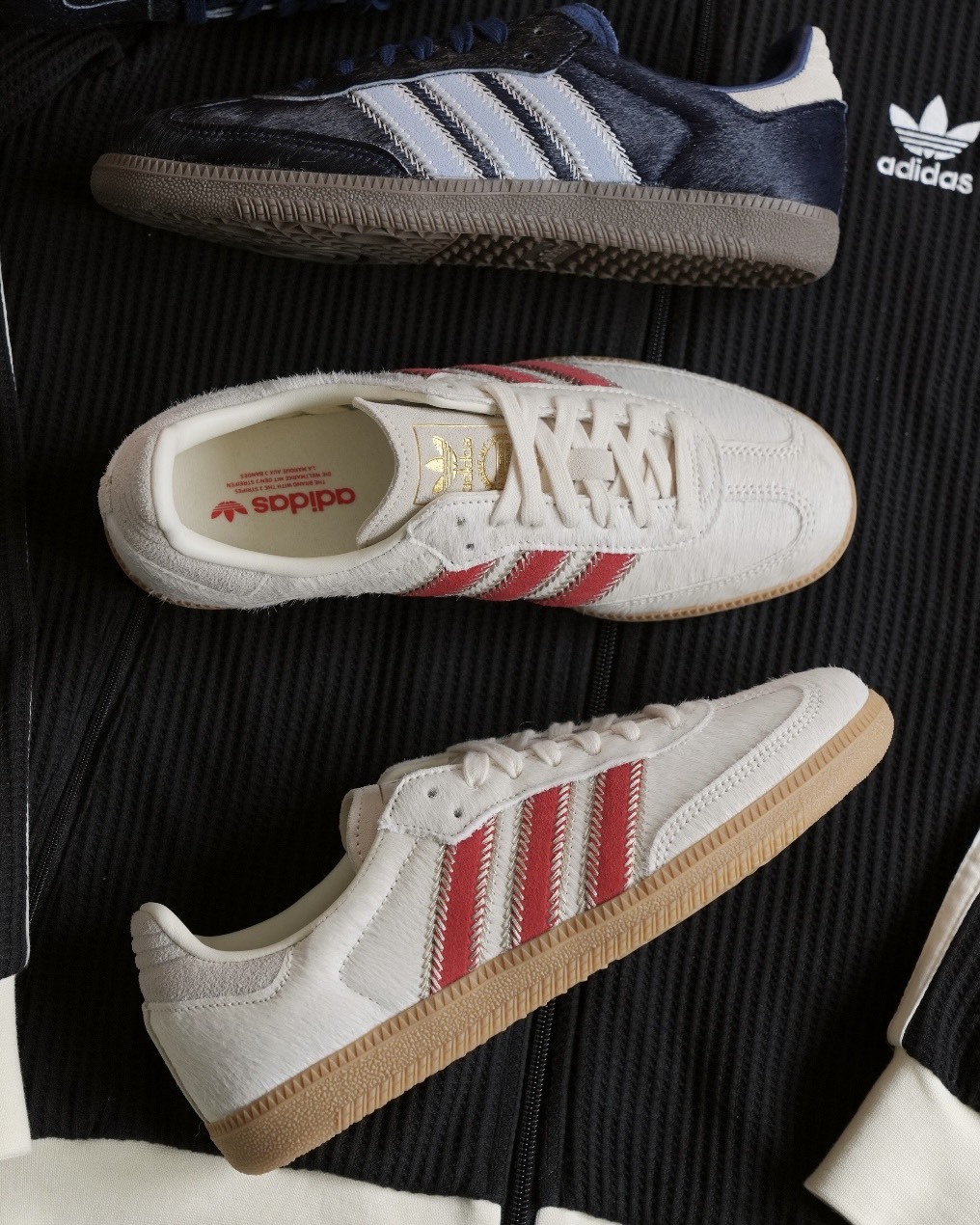 Adidas Samba OG 低筒 麂皮 馬毛 米白紅