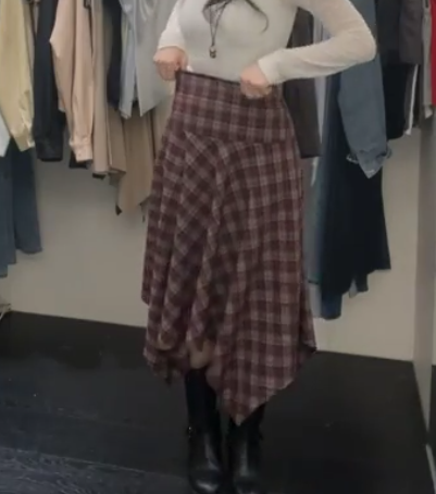 OB5510 四角巾格紋裙 *特價* (優惠碼同充值購物金不適用)