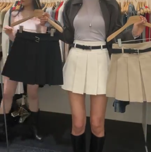 OB5516 腰帶百褶裙 *特價* (優惠碼同充值購物金不適用)