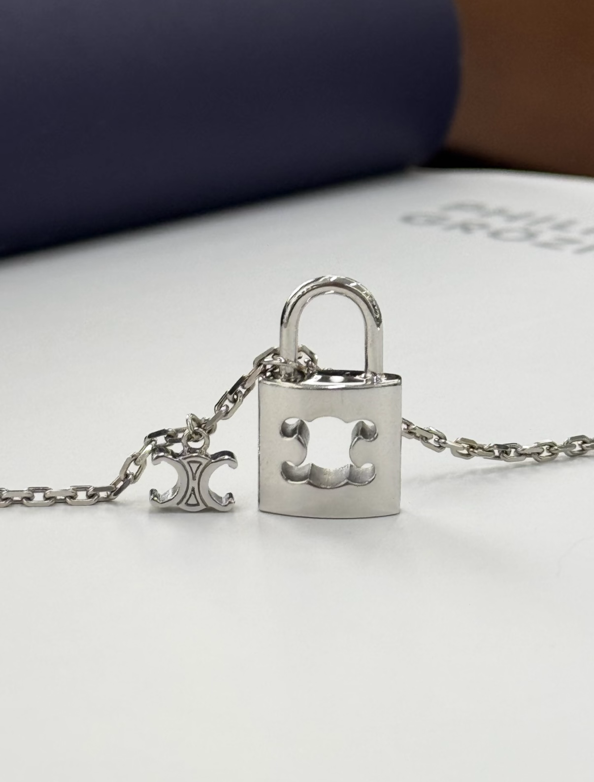 CELINE Triomphe Lock Necklace