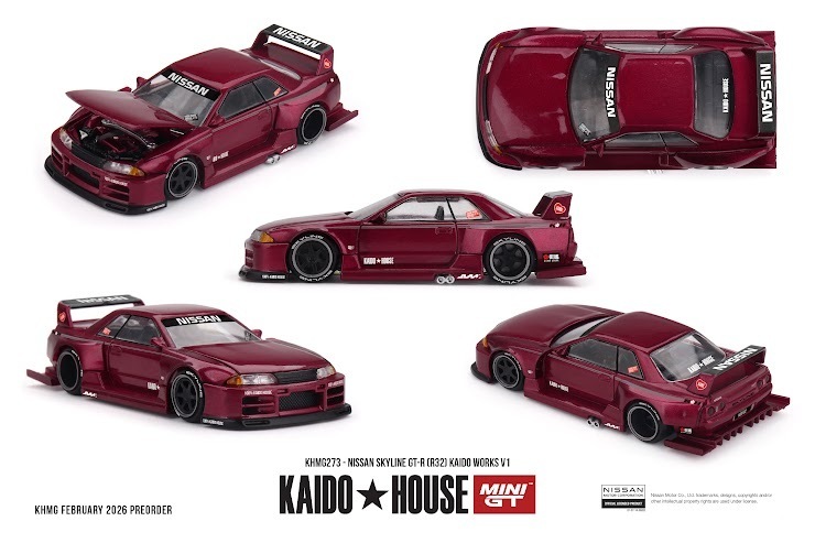 PO-$135 * MINI GT * 1:64 KHMG273 Nissan Skyline GT-R (R32) KAIDO WORKS V1