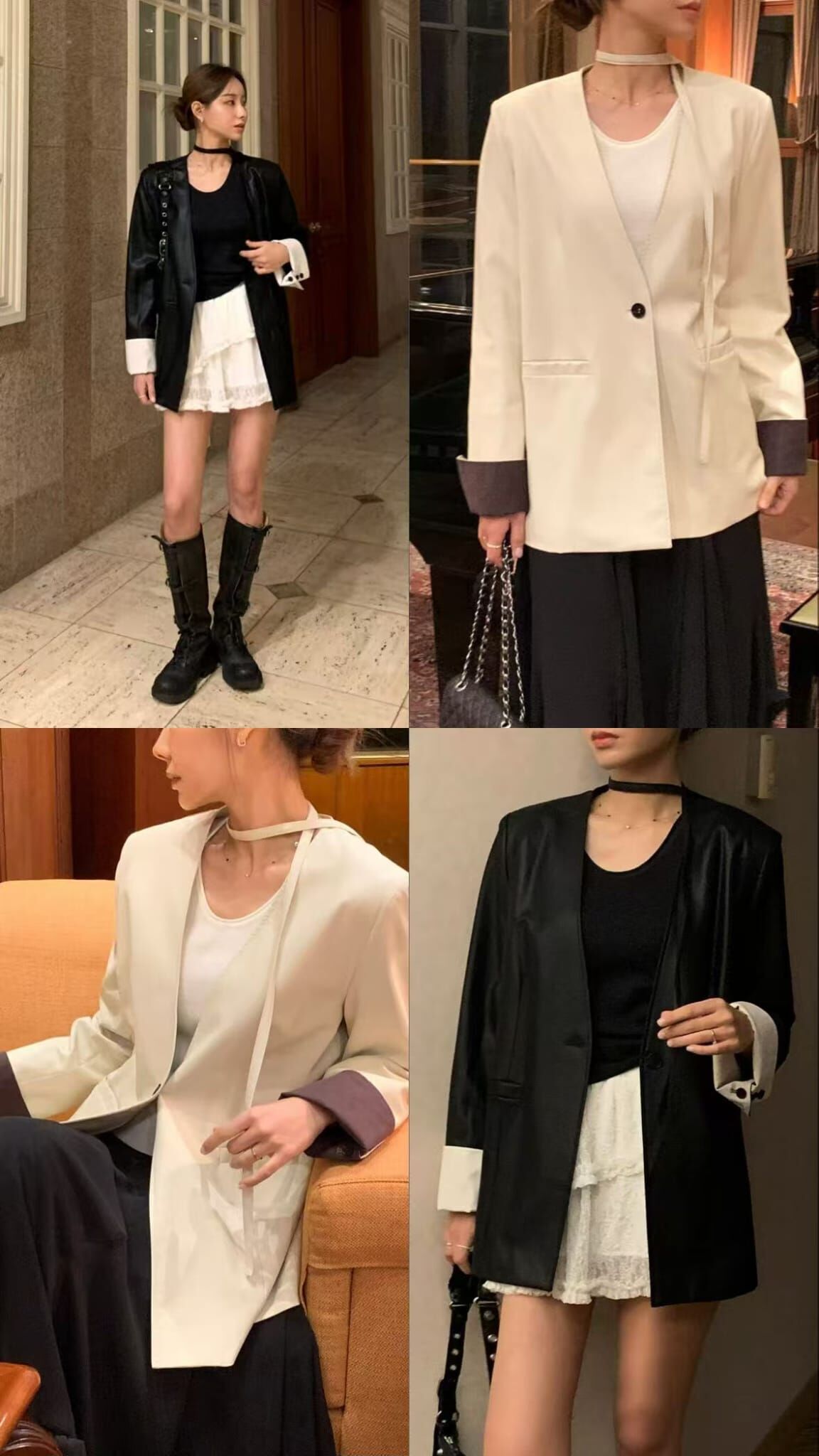 OB5513 仿皮無領西裝外套 *特價* (優惠碼同充值購物金不適用)