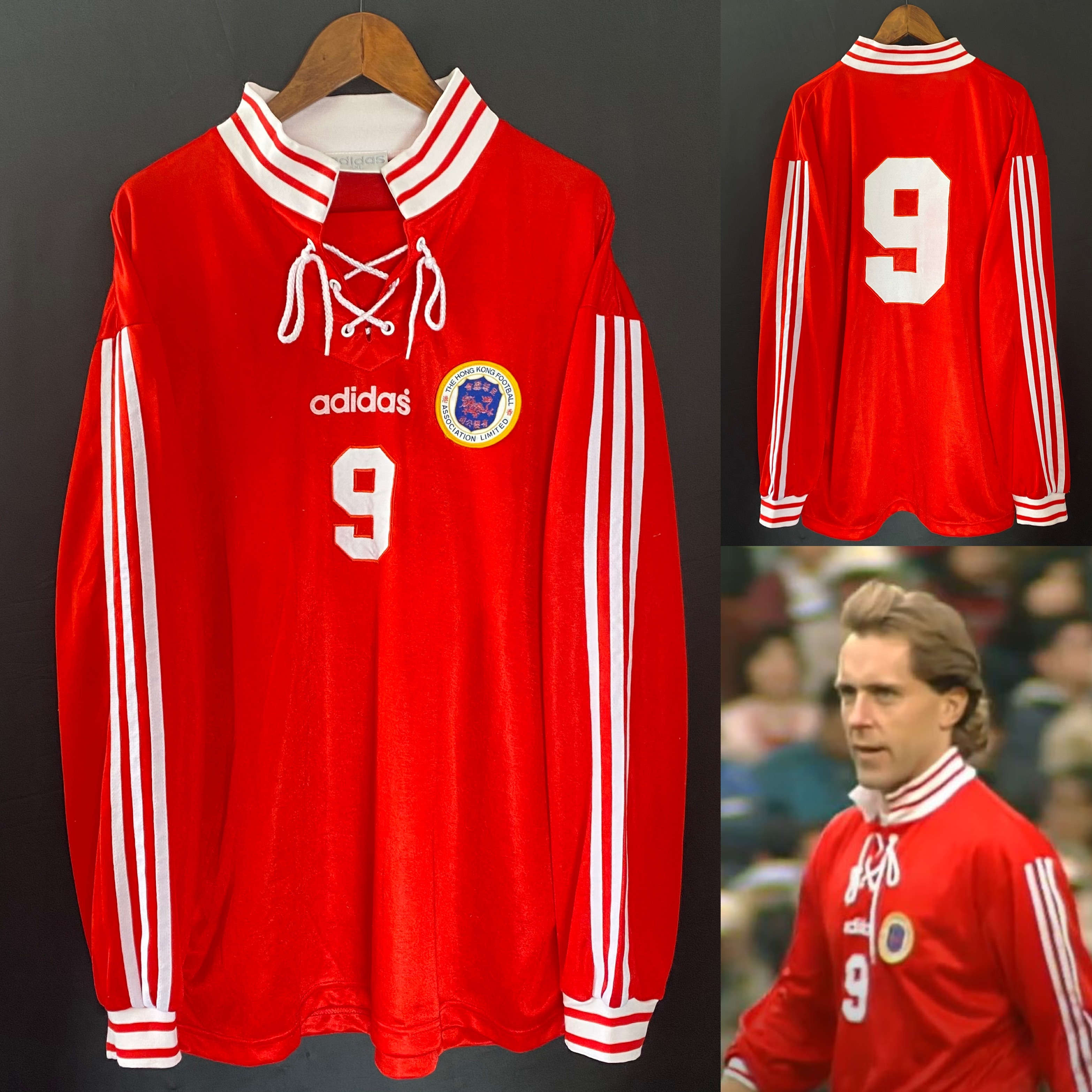 (Display) Hong Kong XI 1996 Lunar New Year Adidas Home L/S Shirt Match Worn Issue Shirt #9