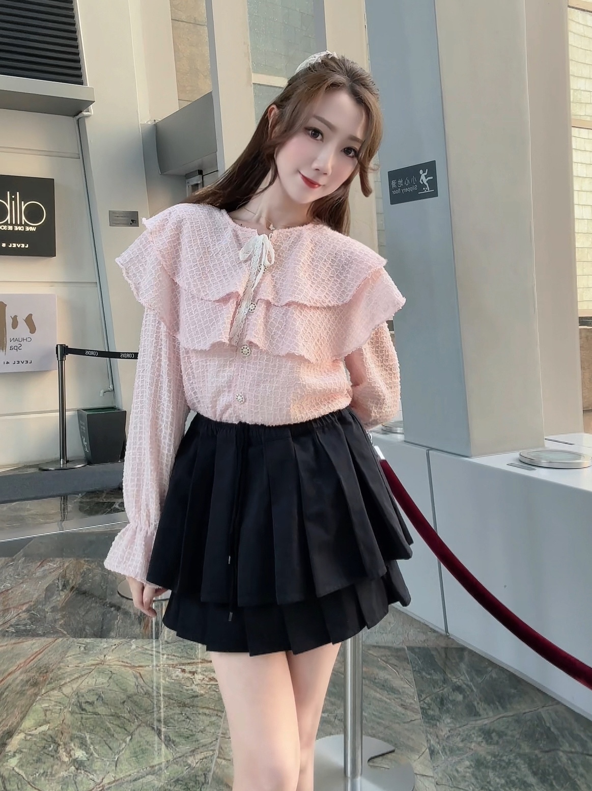 *BJ2 MADE SERIES* THE BELOVED SAKURA PINK CHECKED RIBBON BLOUSE 260131