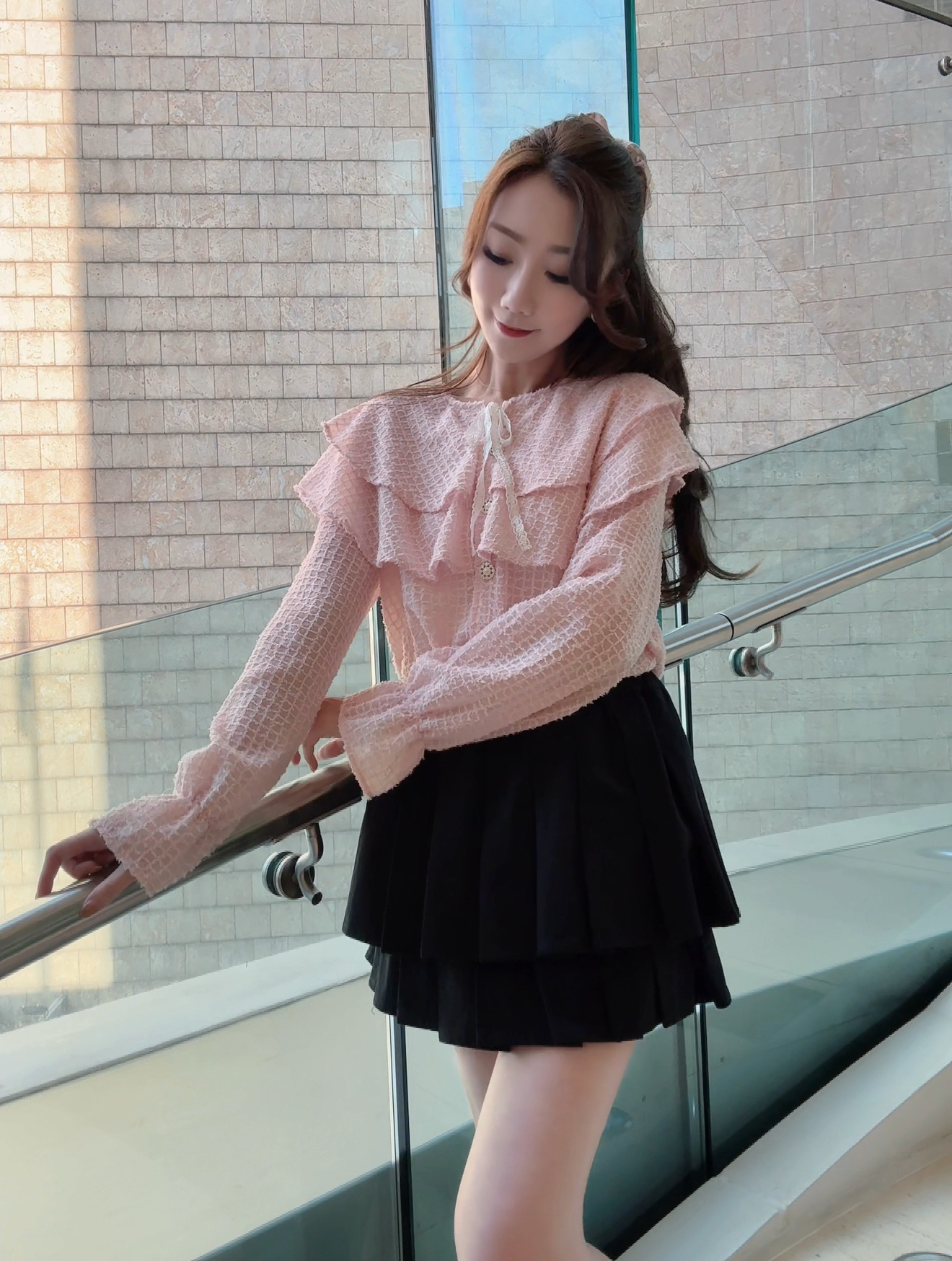 *BJ2 MADE SERIES* THE BELOVED SAKURA PINK CHECKED RIBBON BLOUSE 260131