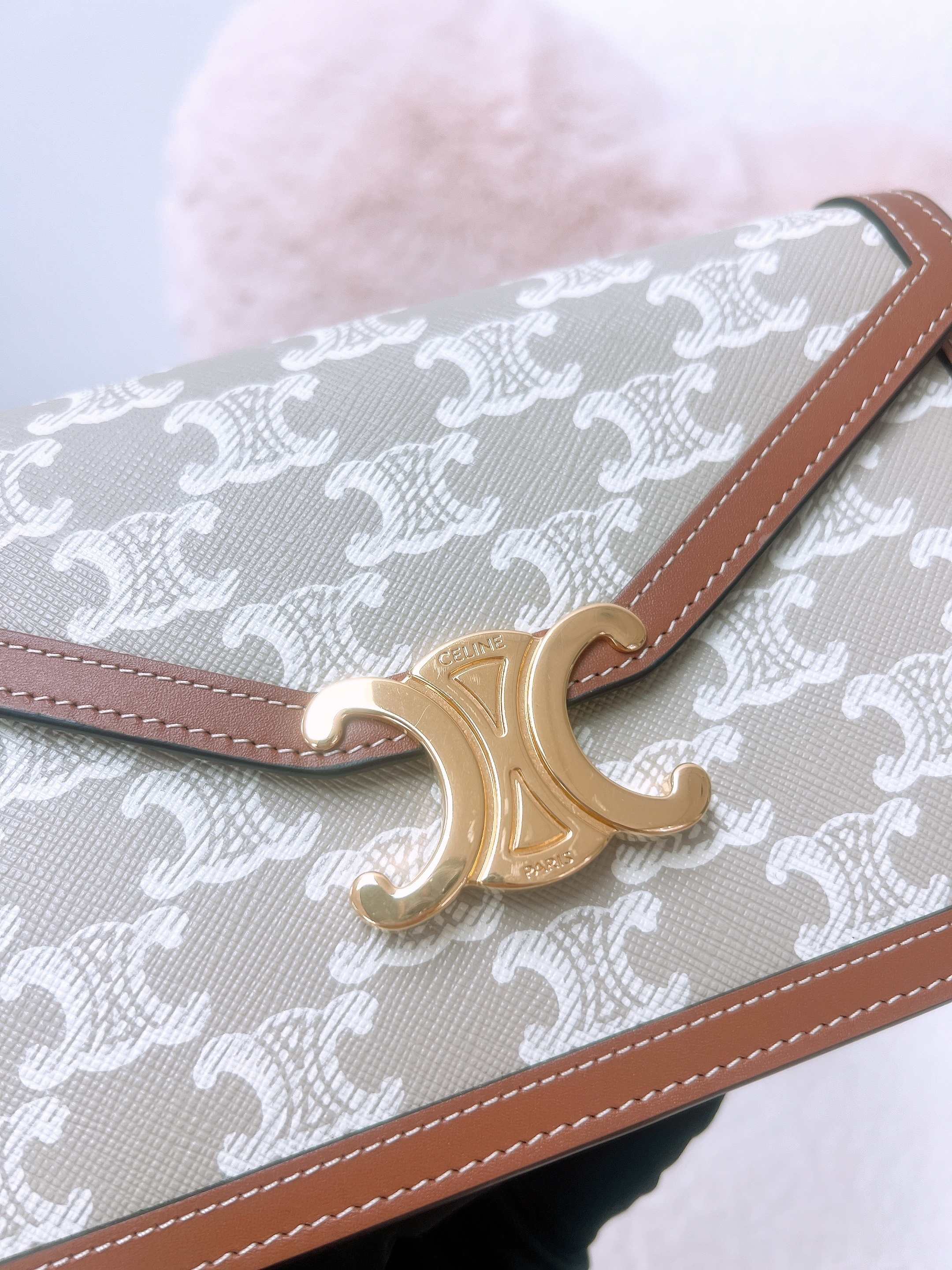 Celine margo wallet on chain / woc (beige monogram)
