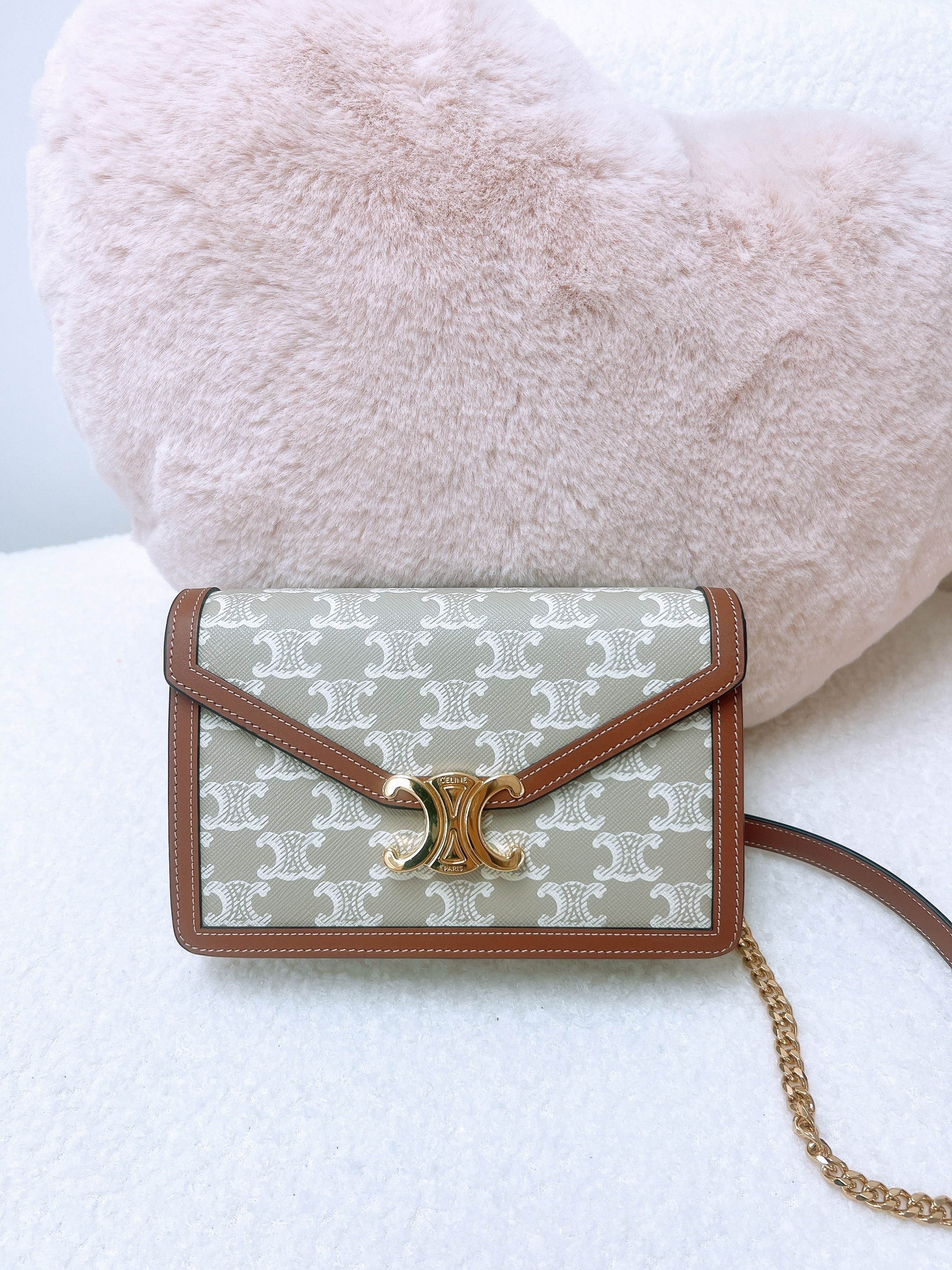 Celine margo wallet on chain / woc (beige monogram)