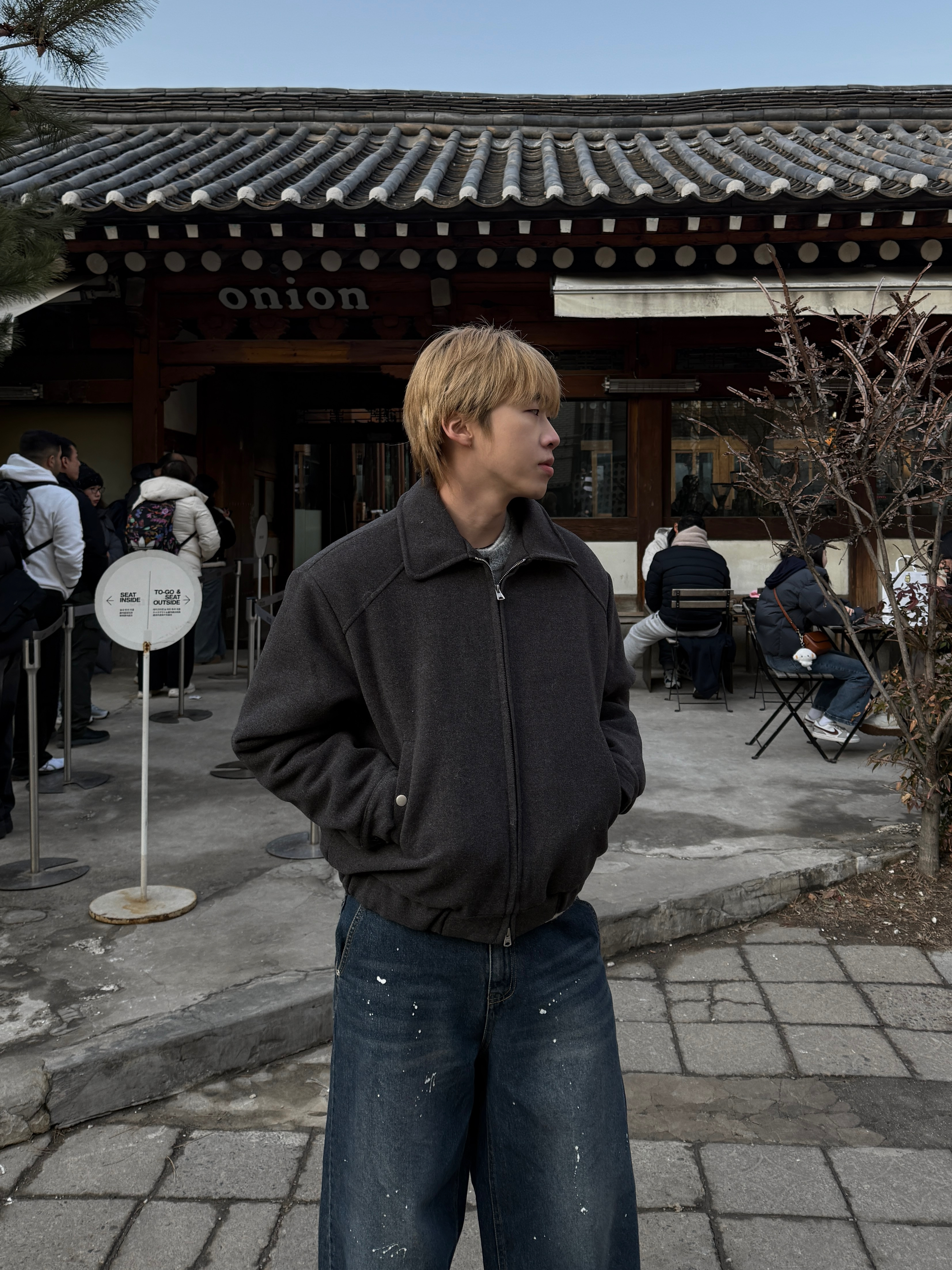 蓬鬆羊毛 素面寬鬆短版外套（現貨）