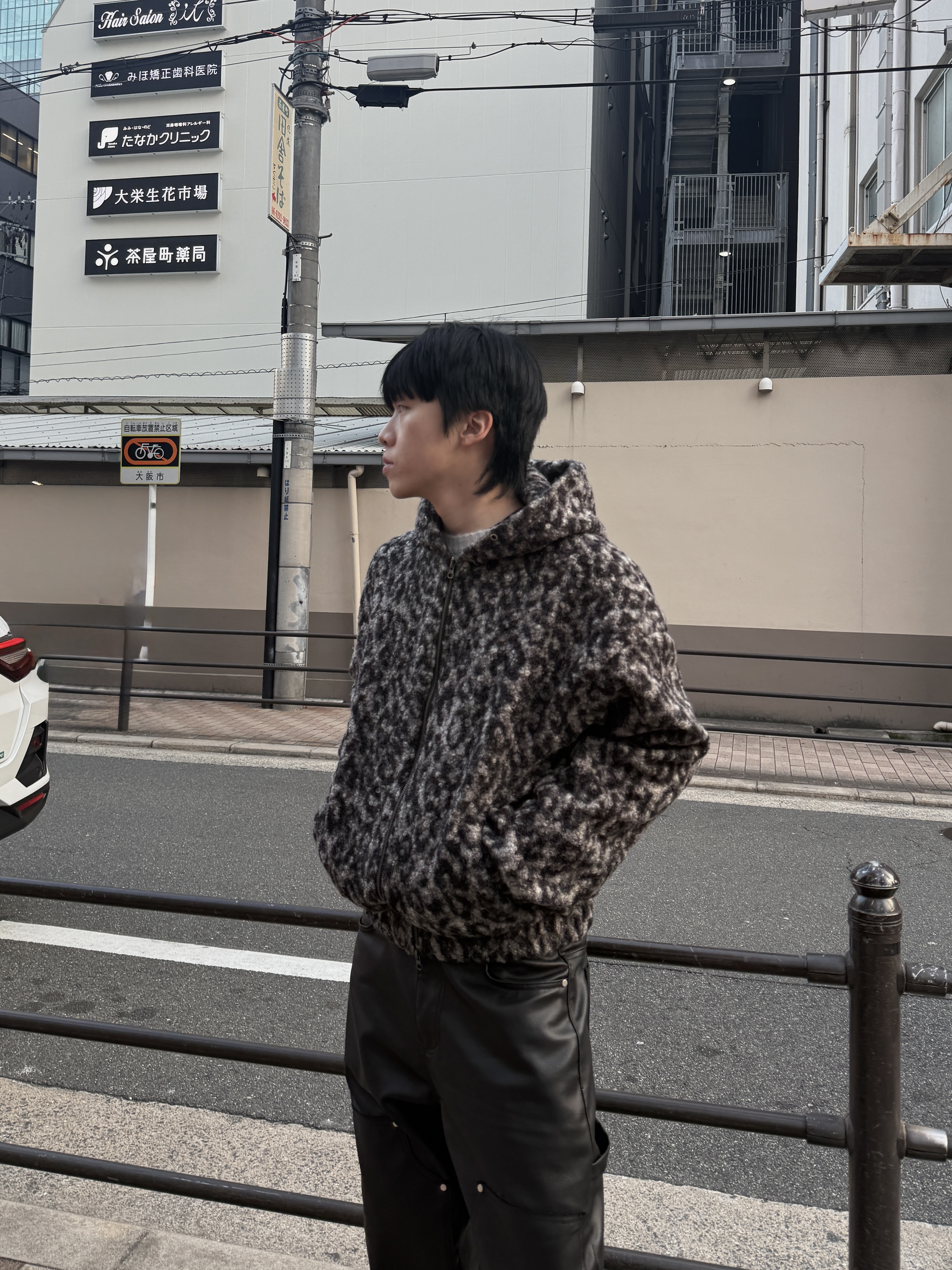 豹紋羊羔毛 寬鬆連帽外套（現貨）