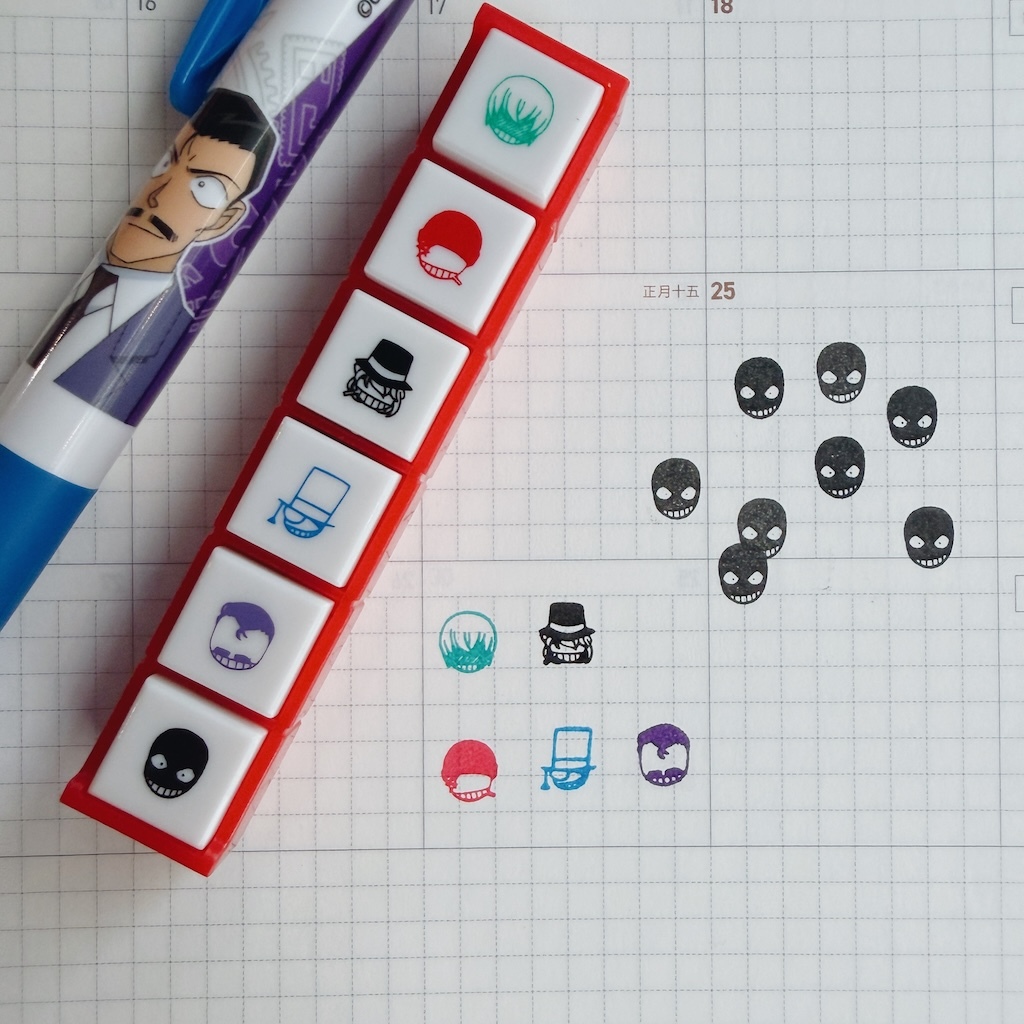 柯南限定聯名 按鍵式連續印章 6枚迷你印章｜日本Shachihatac