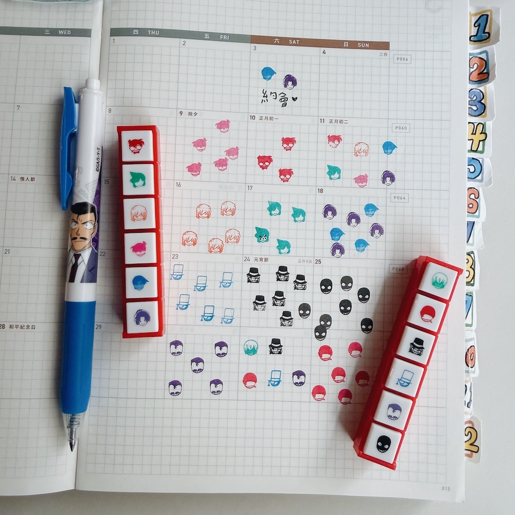 柯南限定聯名 按鍵式連續印章 6枚迷你印章｜日本Shachihatac