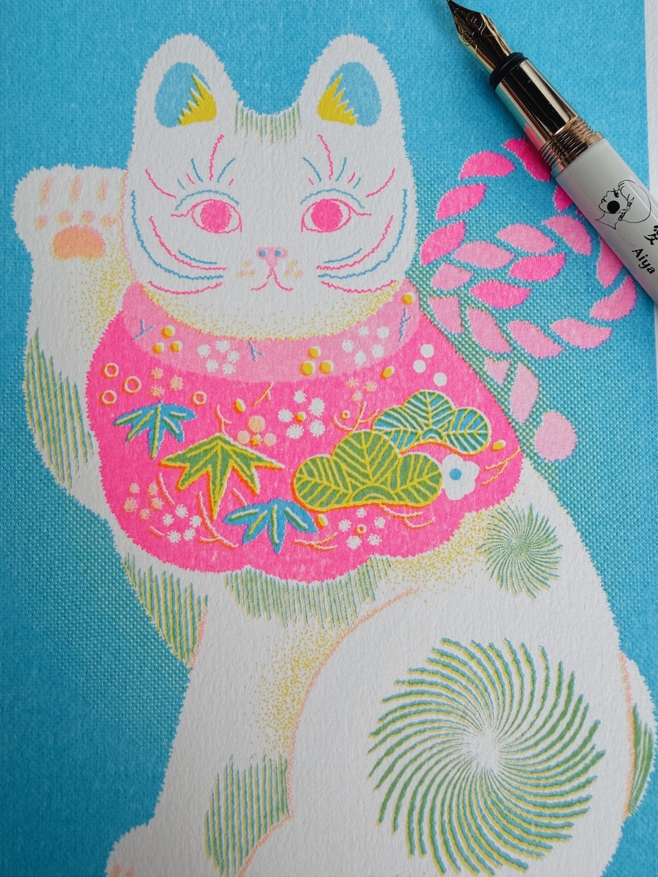 招財貓 孔版印刷卡片 A5｜It's Meowseum