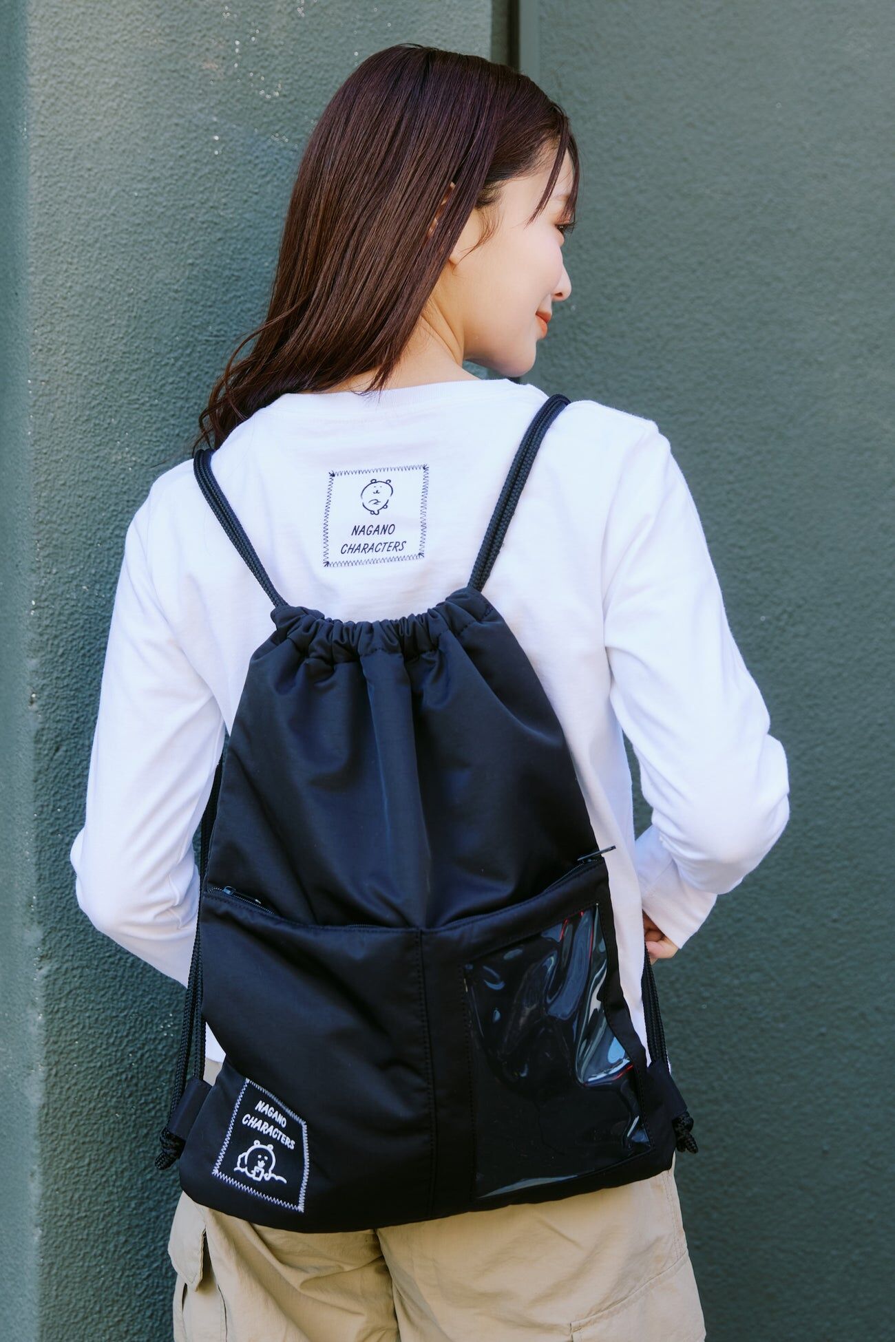 現貨｜Nagano Characters 黑白KUMA 束繩背包 Knapsack BLACK