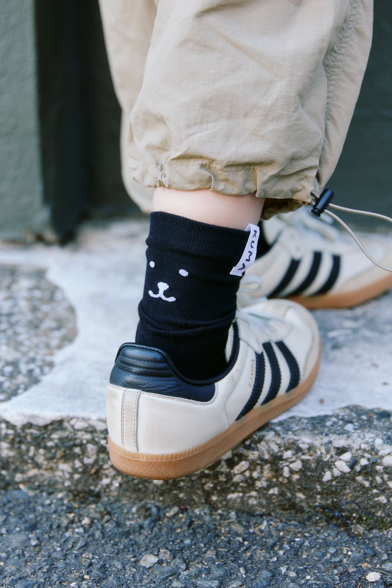 預訂｜Nagano Characters 黑白KUMA 中筒襪 Crew Socks 22-24cm BLACK