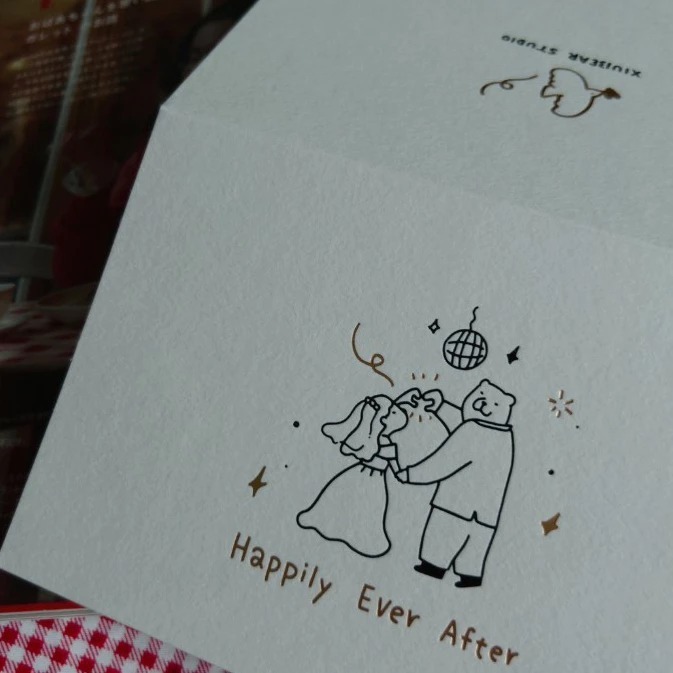 Happily Ever After 結婚 婚禮 燙金賀卡｜咻咻熊