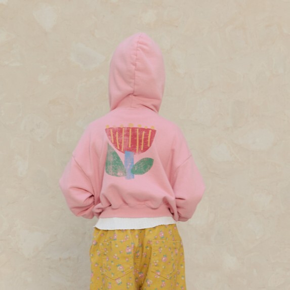 90-160 幸福花卉短版連帽外套 2色