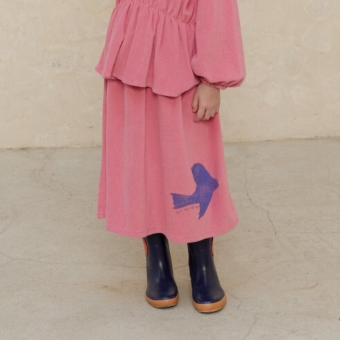 90-160 飛鳥印花及膝裙 2色