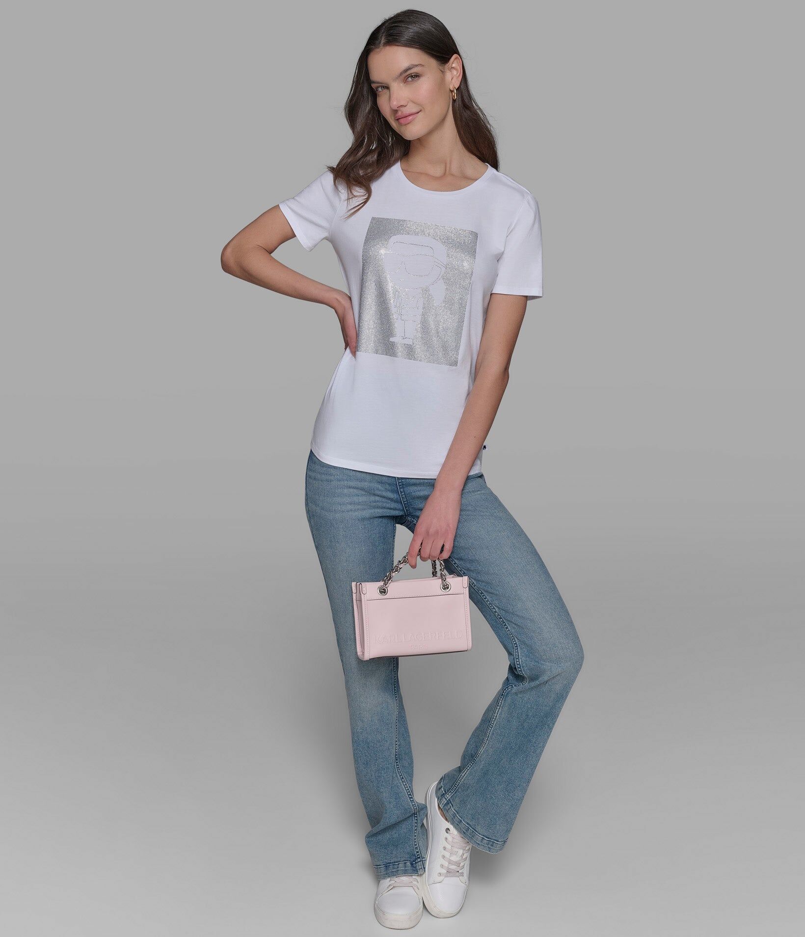 【Karl Lagerfeld Outlet】TONAL KARL SPARKLE LOGO TEE L5WHA055  白