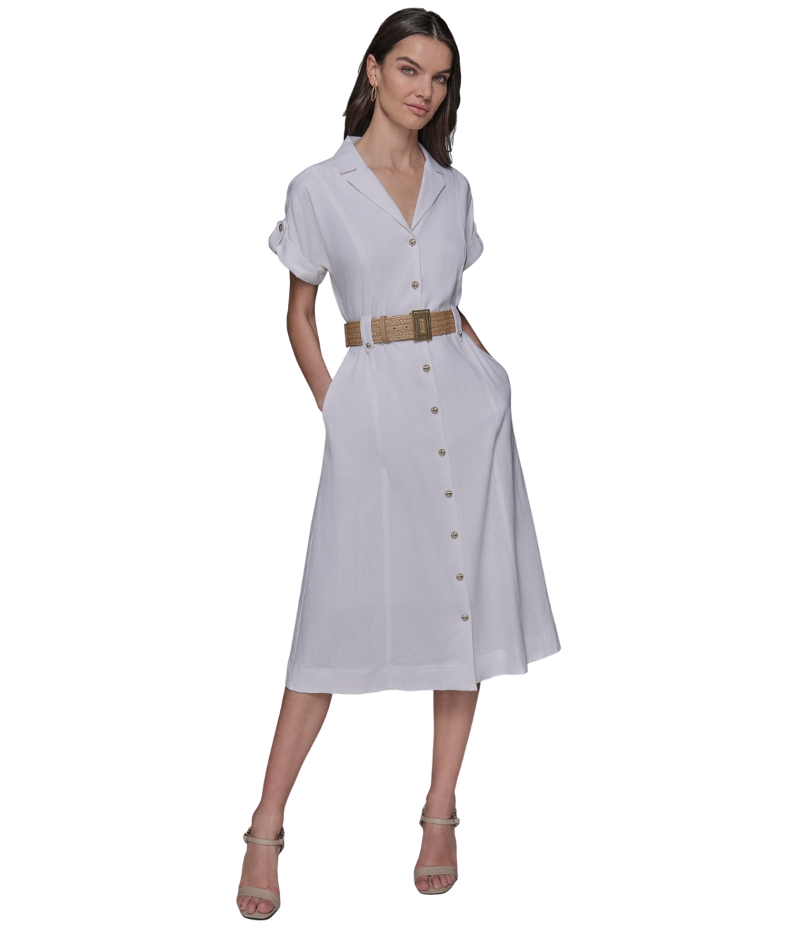 【Karl Lagerfeld Outlet】氣質排扣洋裝 LD5N0I29  白