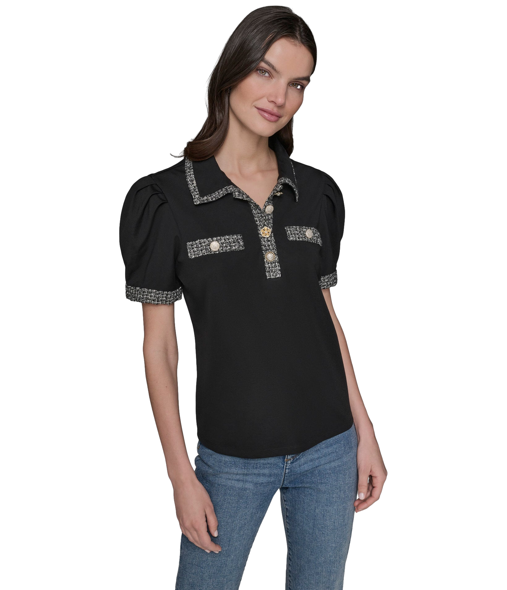 【Karl Lagerfeld Outlet】小香風氣質短袖 L5TH7A78  黑