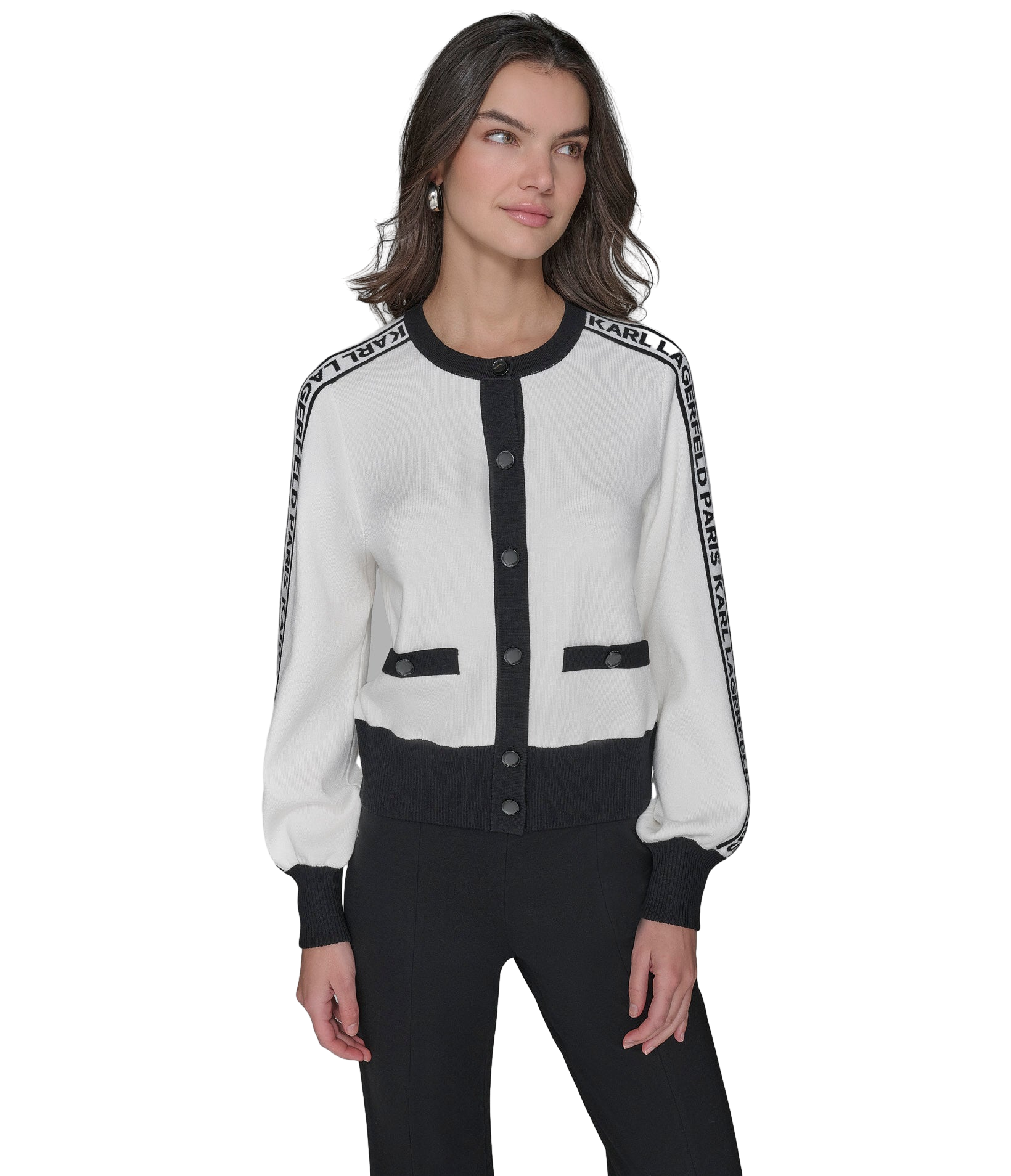 【Karl Lagerfeld Outlet】小香風針織外套 L5TSS702  白