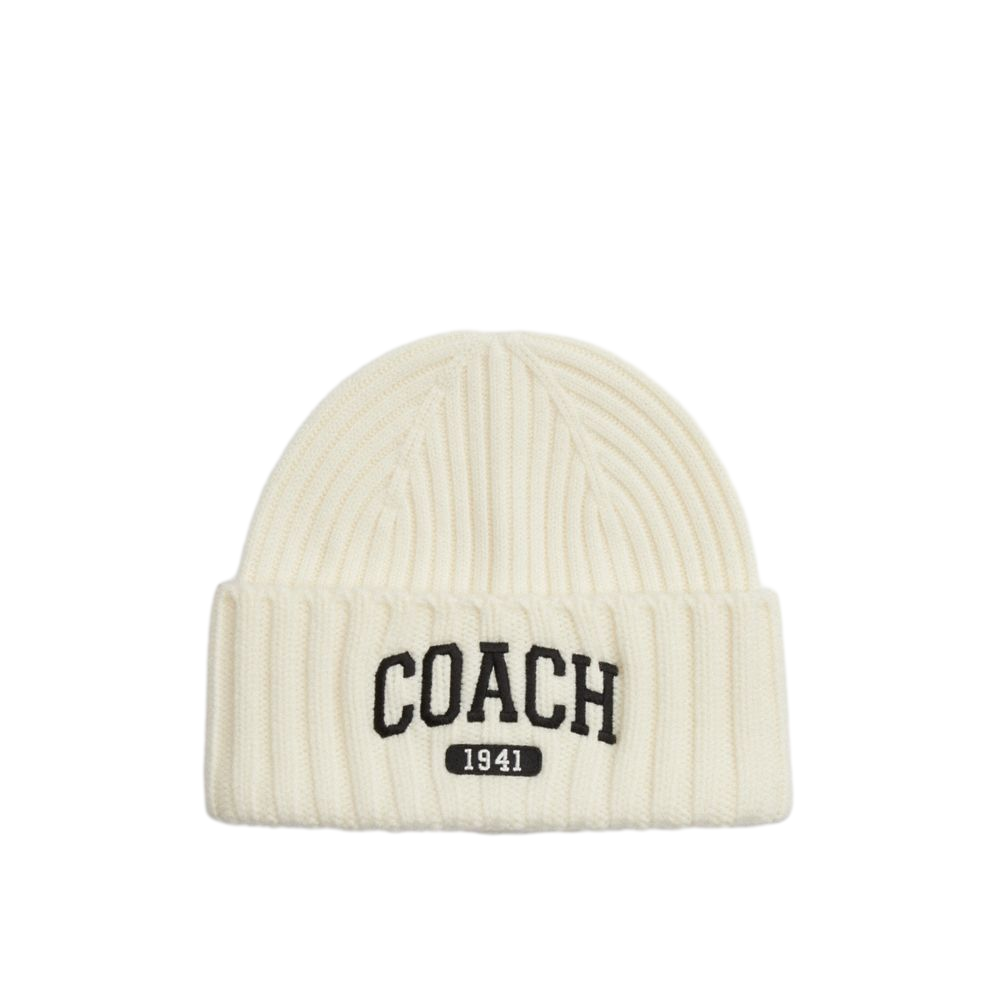 【Coach Outlet】Coach 1941 Embroidered Knit Beanie  白