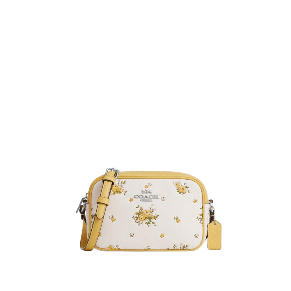 【Coach Outlet】(微瑕疵, 清倉品) Mini Jamie Camera Bag With Floral Print  白