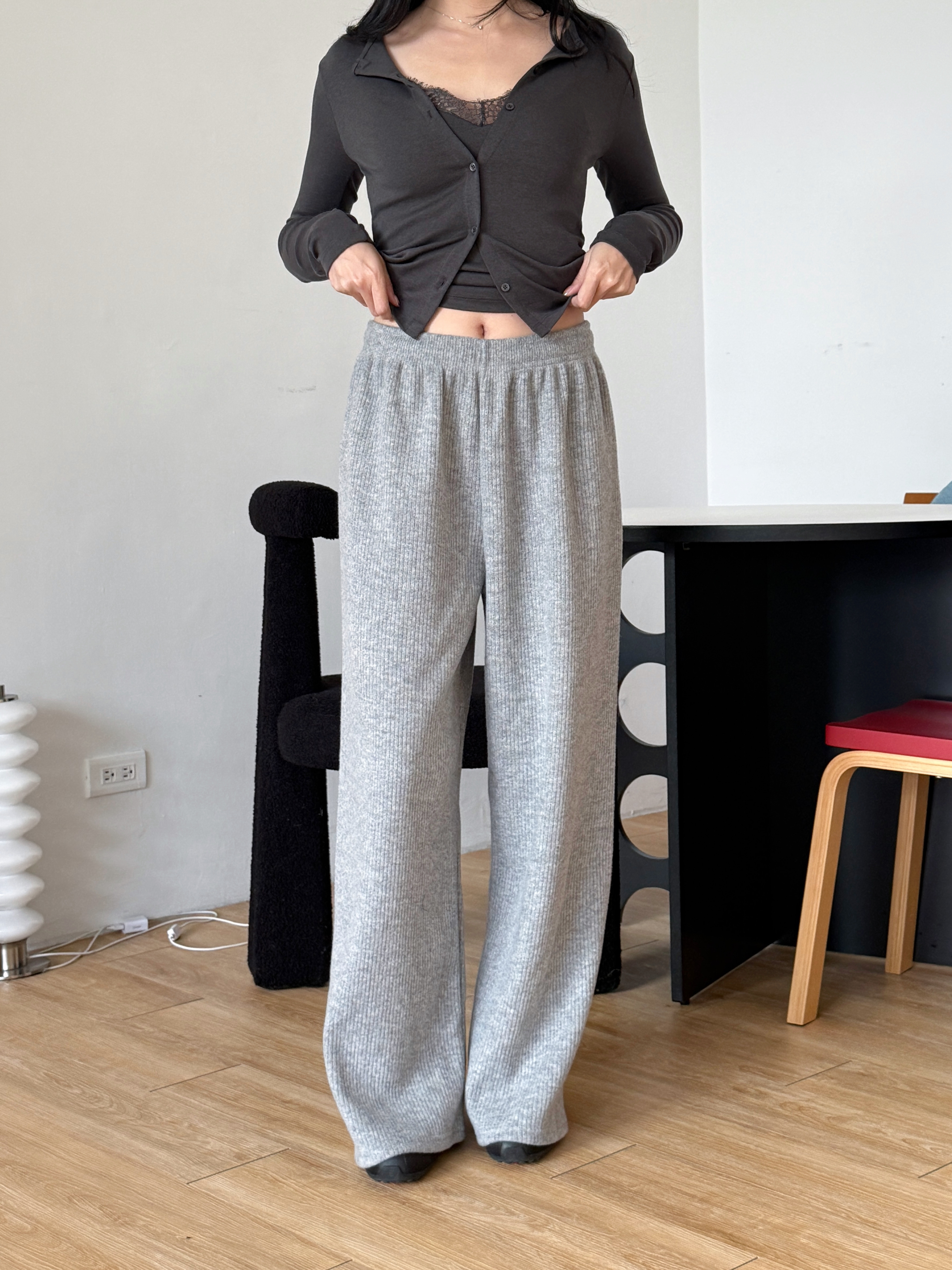 限量F05-坑條舒服褲(杏/灰/黑)