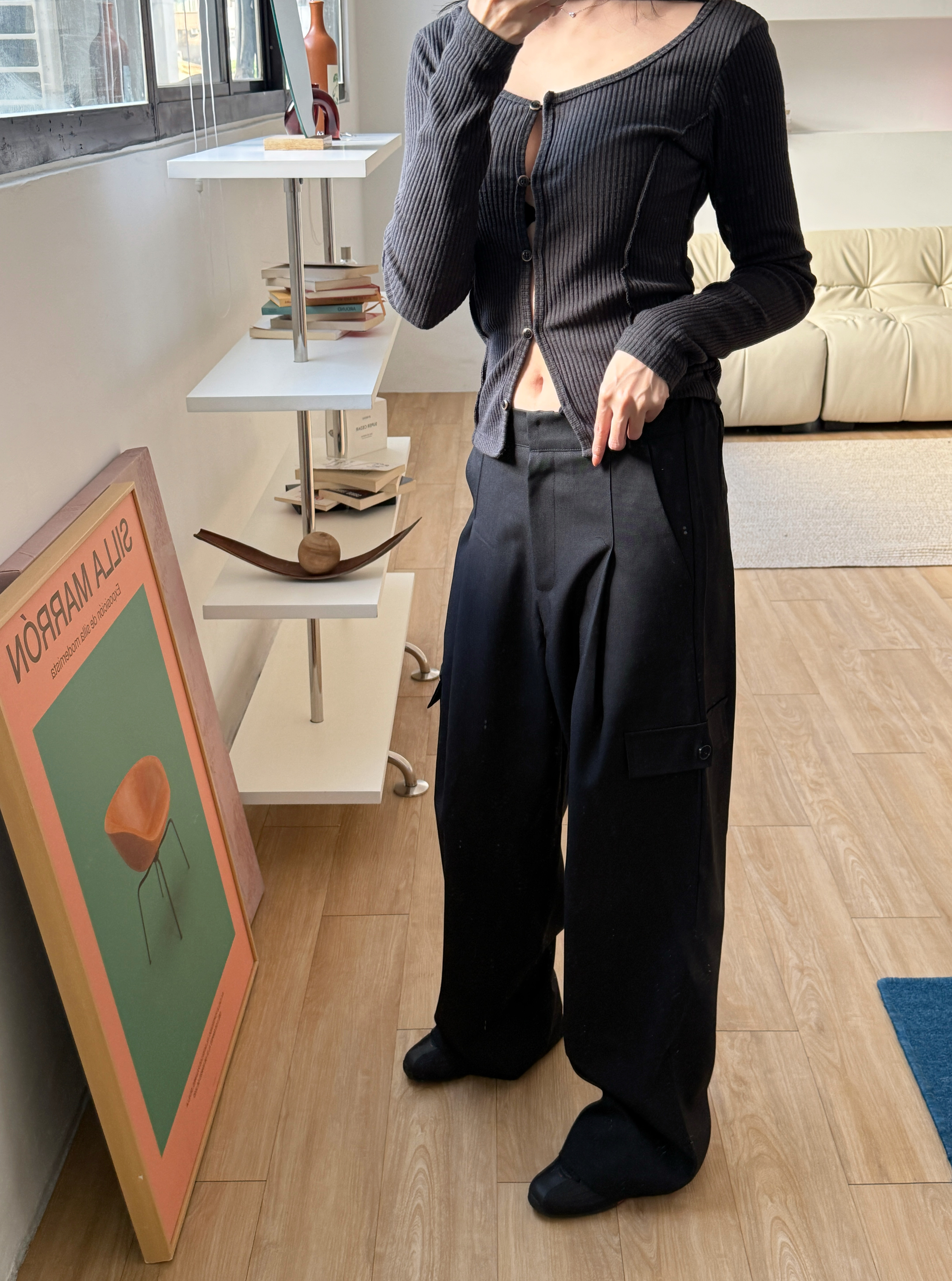 限量F01-側口袋率性西裝褲(黑)