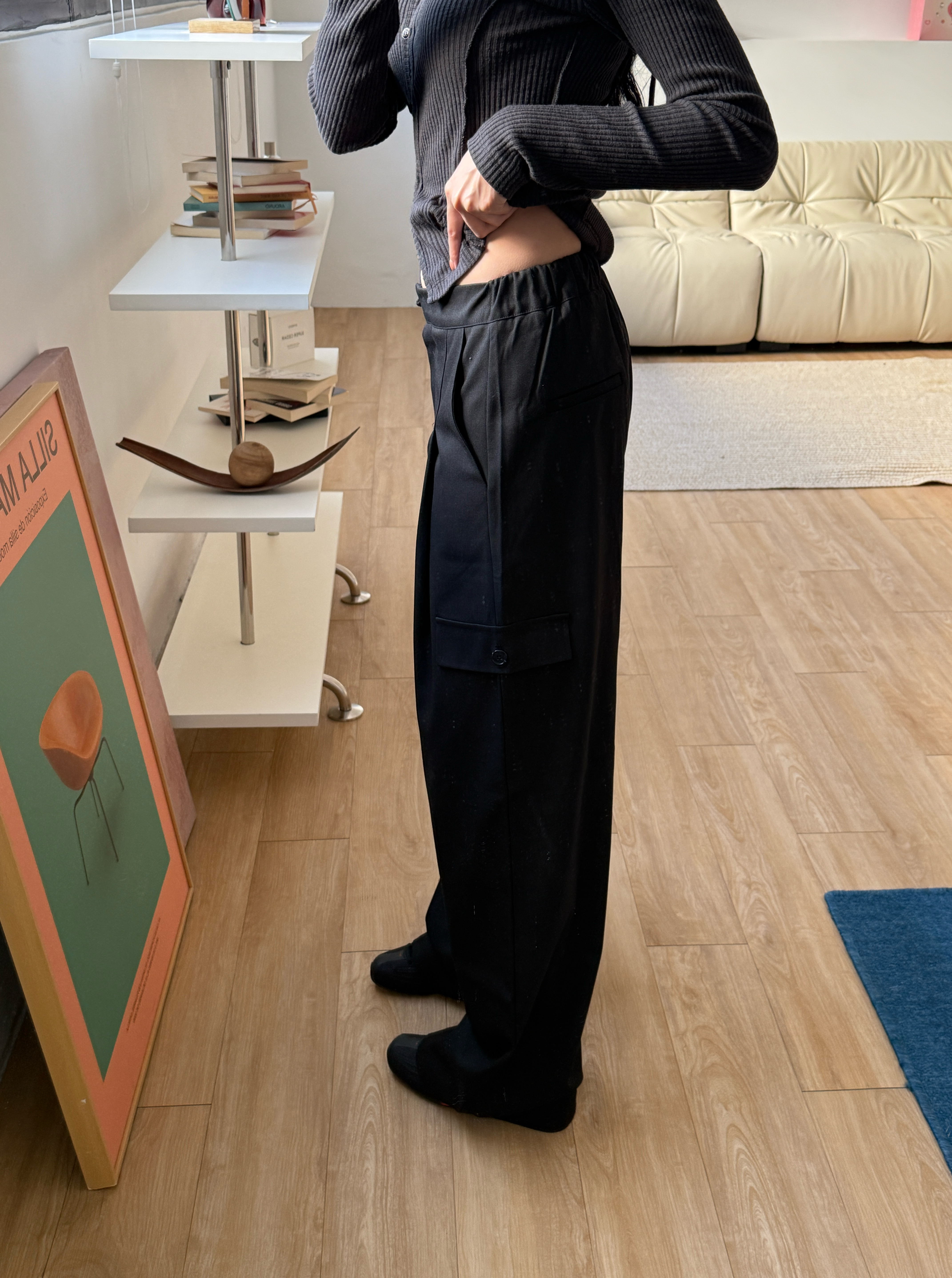 限量F01-側口袋率性西裝褲(黑)