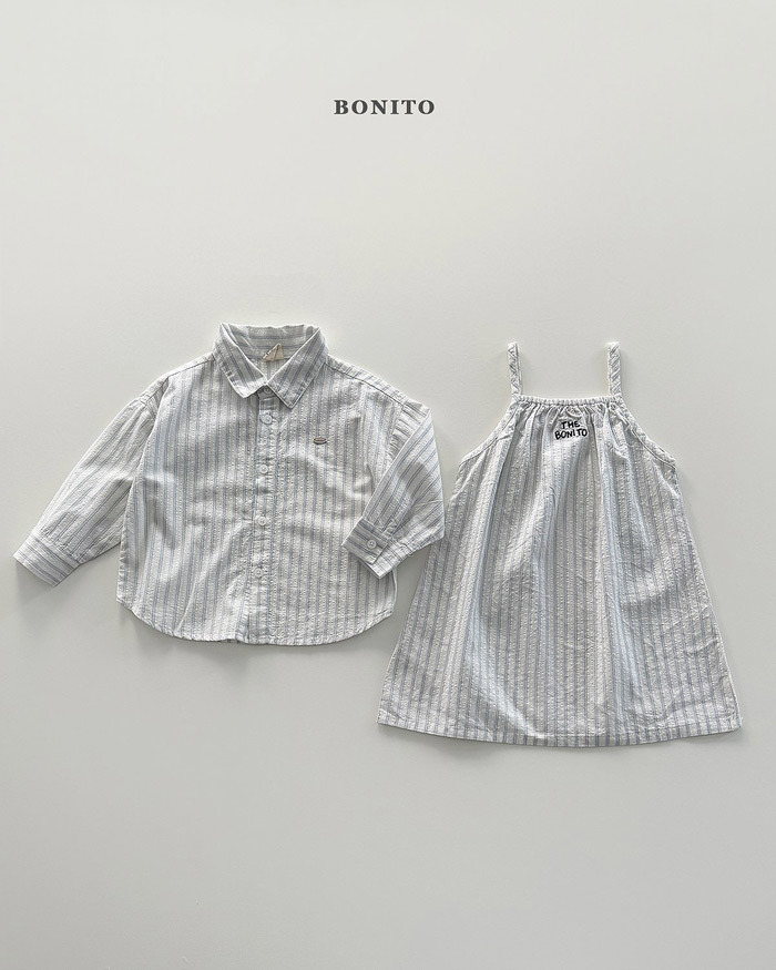 正韓春Bonito 嫩嬰/小童兩色條紋格紋疊穿洋裝