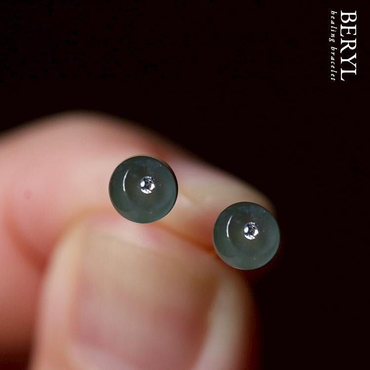 小小平安扣 · 藍水翡翠耳環
