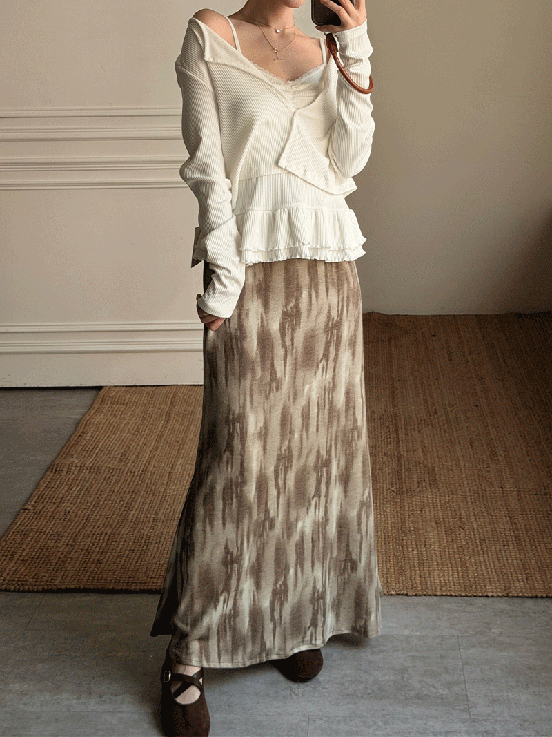 B1633-扎染針織棉魚尾裙