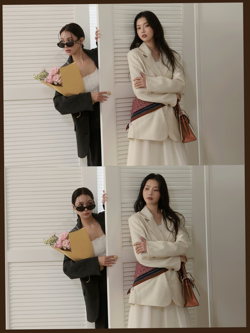 IB928-西裝外套+拼接半身裙套裝